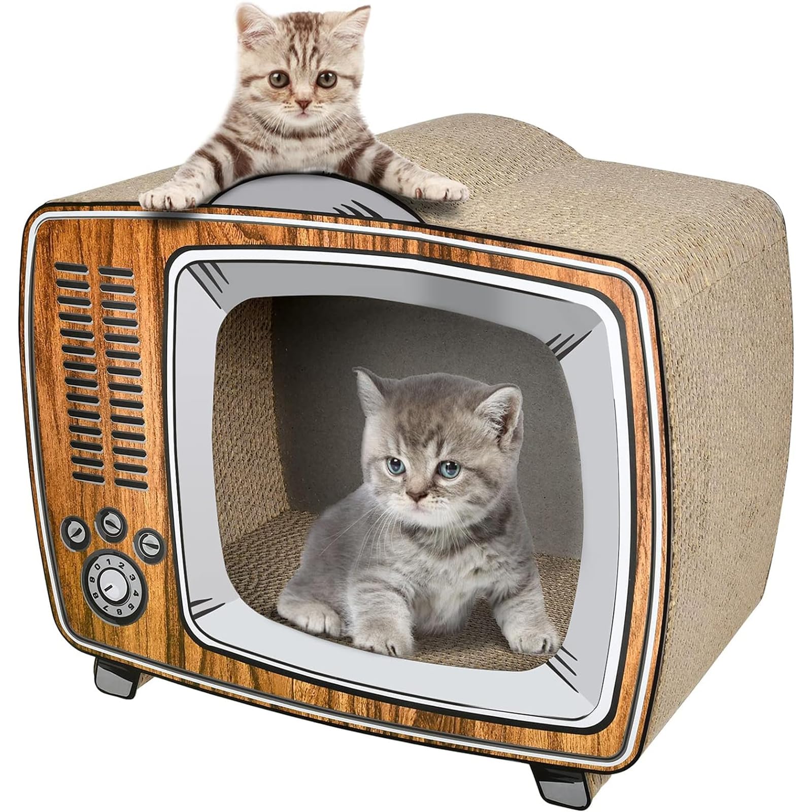 FluffyDream Cat Scratcher Post Board, Mount Fuji Shape Cat Scratching Lounge Bed, Durable Pad Prevents Furniture Damage