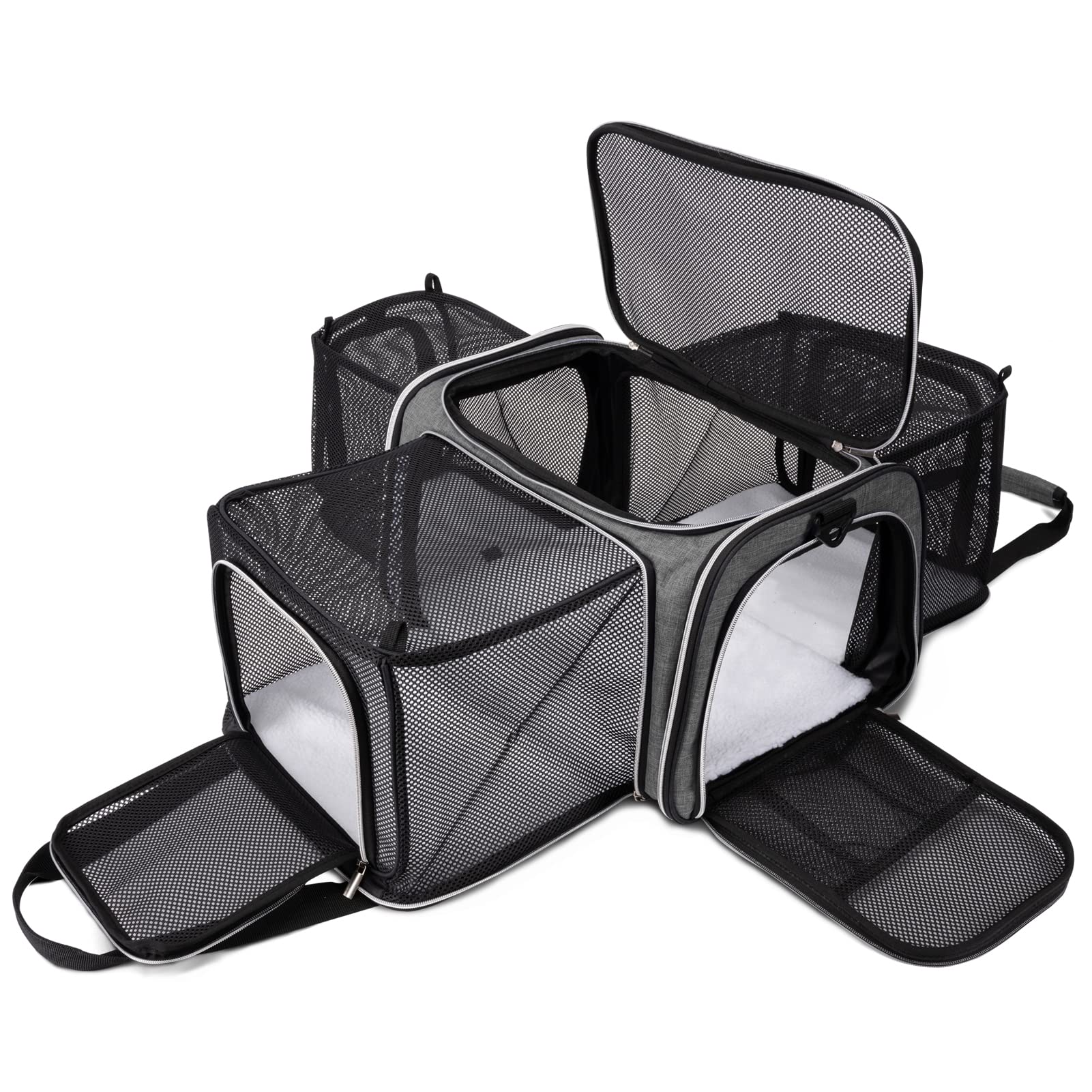 BAGLHER Cat Carrier Bag,Airline Approved Pet Carrier Soft Side Pet Travel 5 Sides Open Doors 3 Sides Expandable Foldable Dog Car