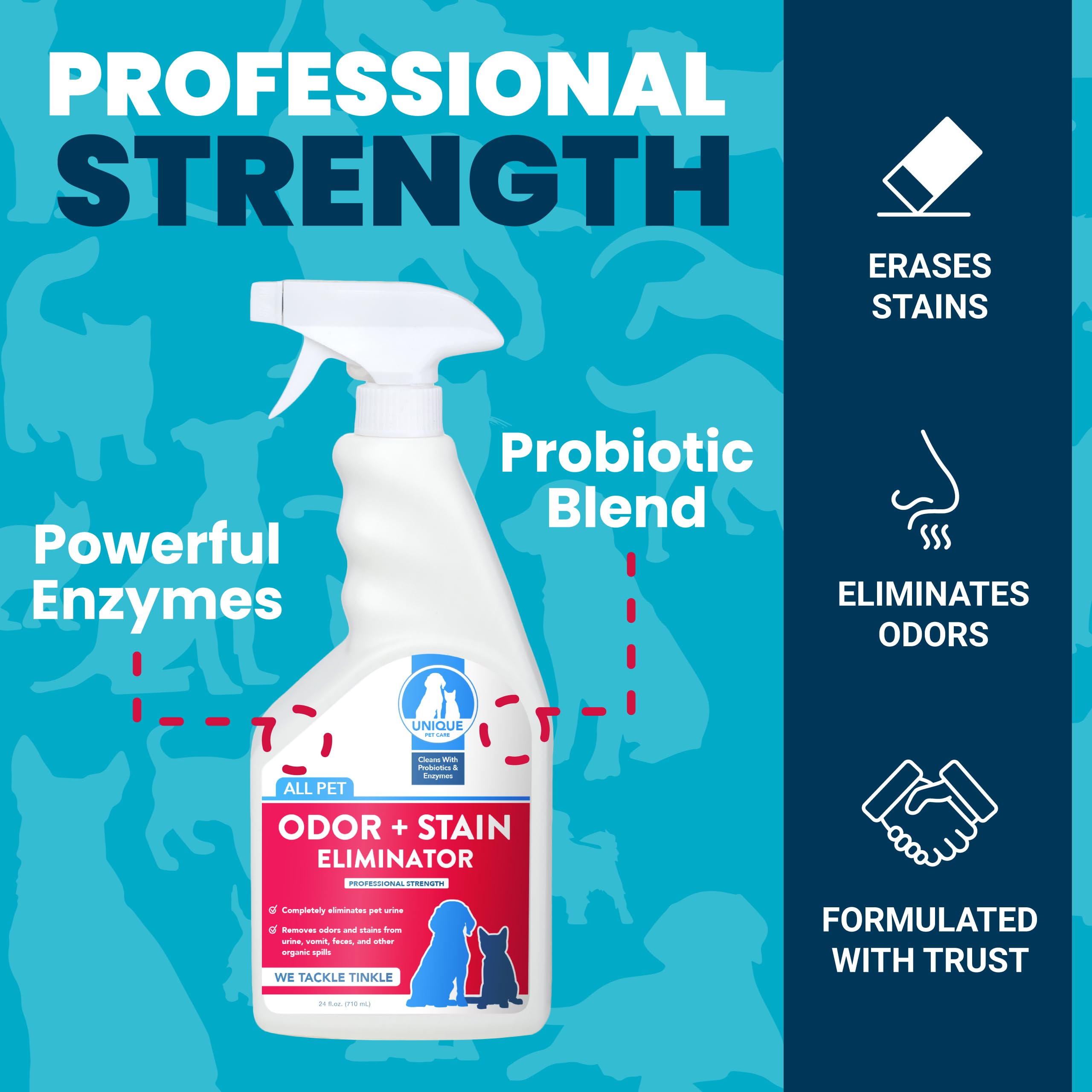 Unique Pet Odor Eliminator - Bio-Enzymatic Stain Spray - 24 oz. Opaque - Model 206-A