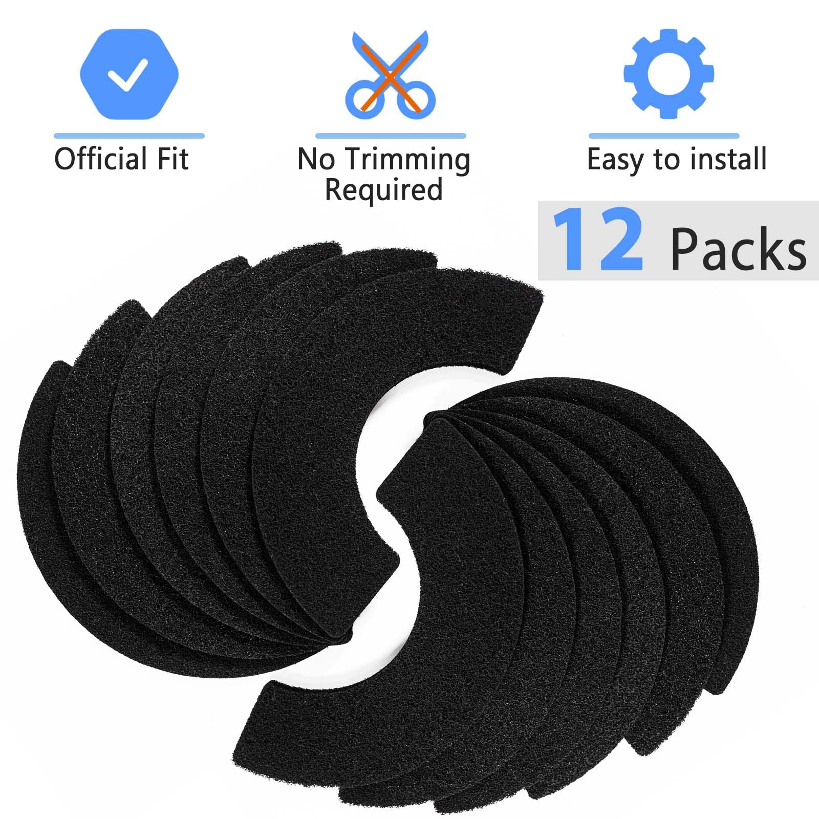 Activated Carbon Filters Compatible with LR 4 Cat Litter Box, Perfect Replacement Official Size (12Pack)