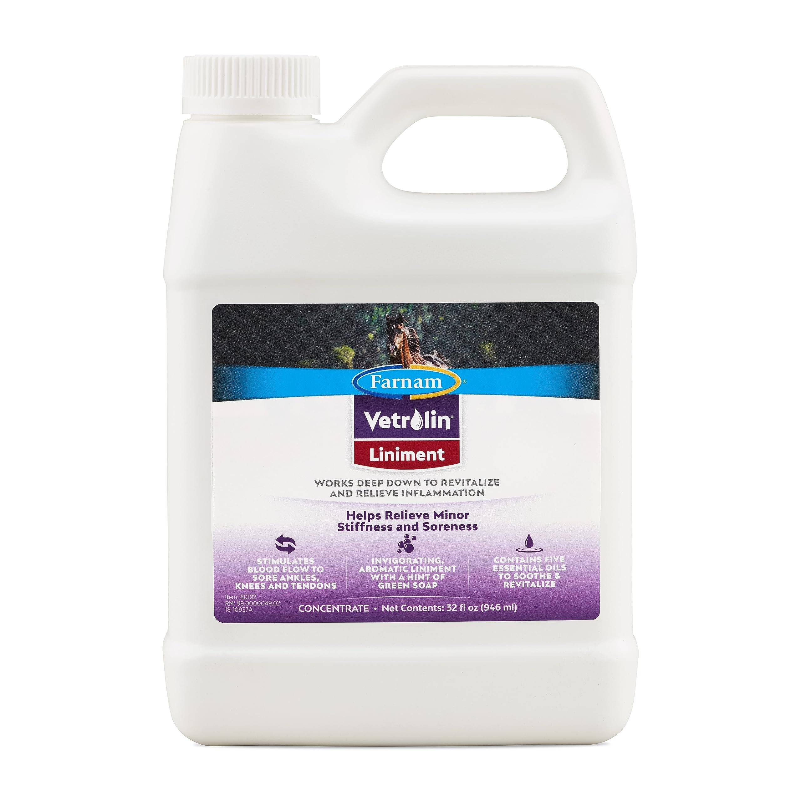 Farnam Vetrolin Horse Liniment for Muscle Soreness, Stiffness and Inflammation Relief on Horses, Helps Reduce Swelling, Aids in 