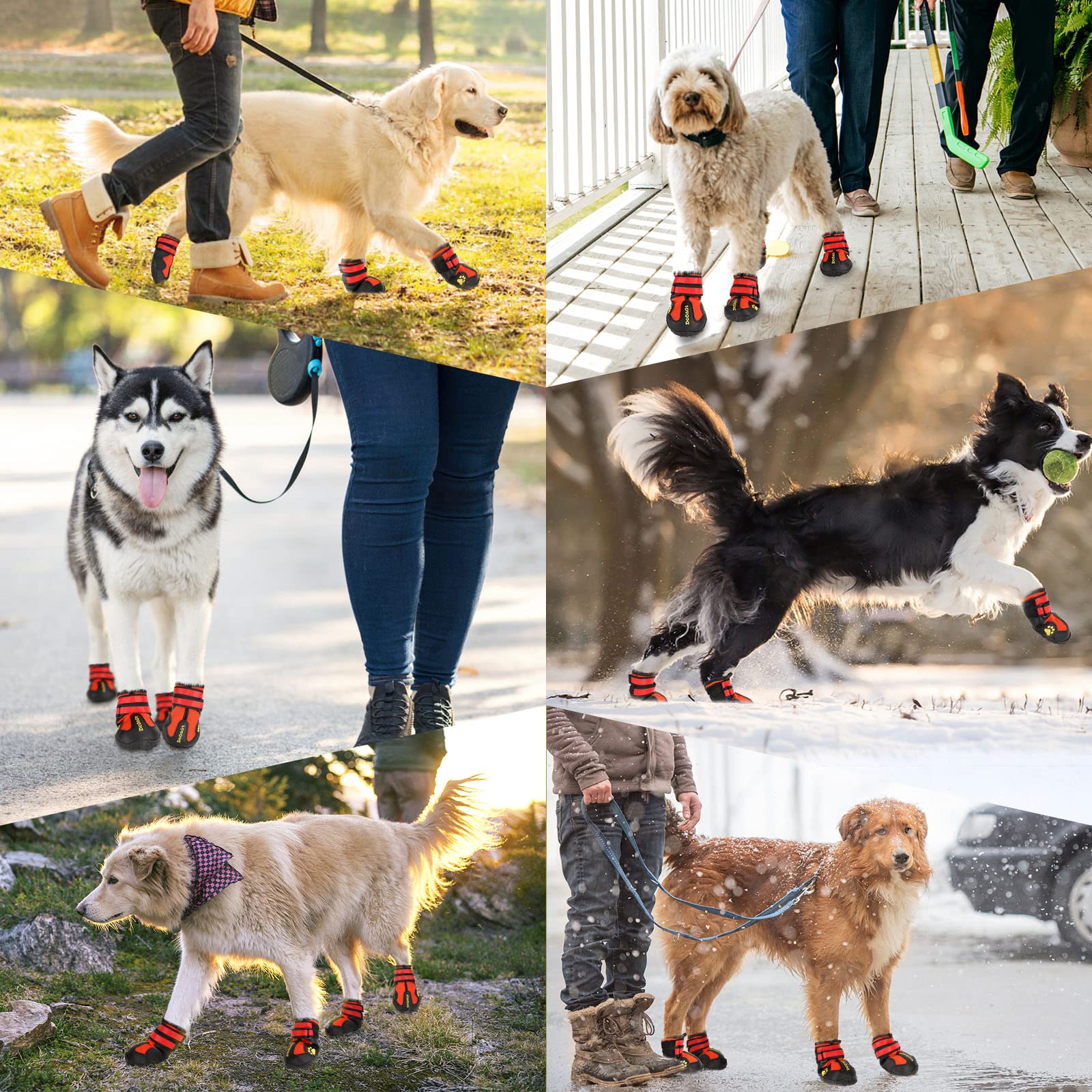 Dcoagt Dog Boots Waterproof Dog Shoes For Small Medium Large Puppy With Reflective Straps Anti-Slip Sole,Paw Protector Dog Booti
