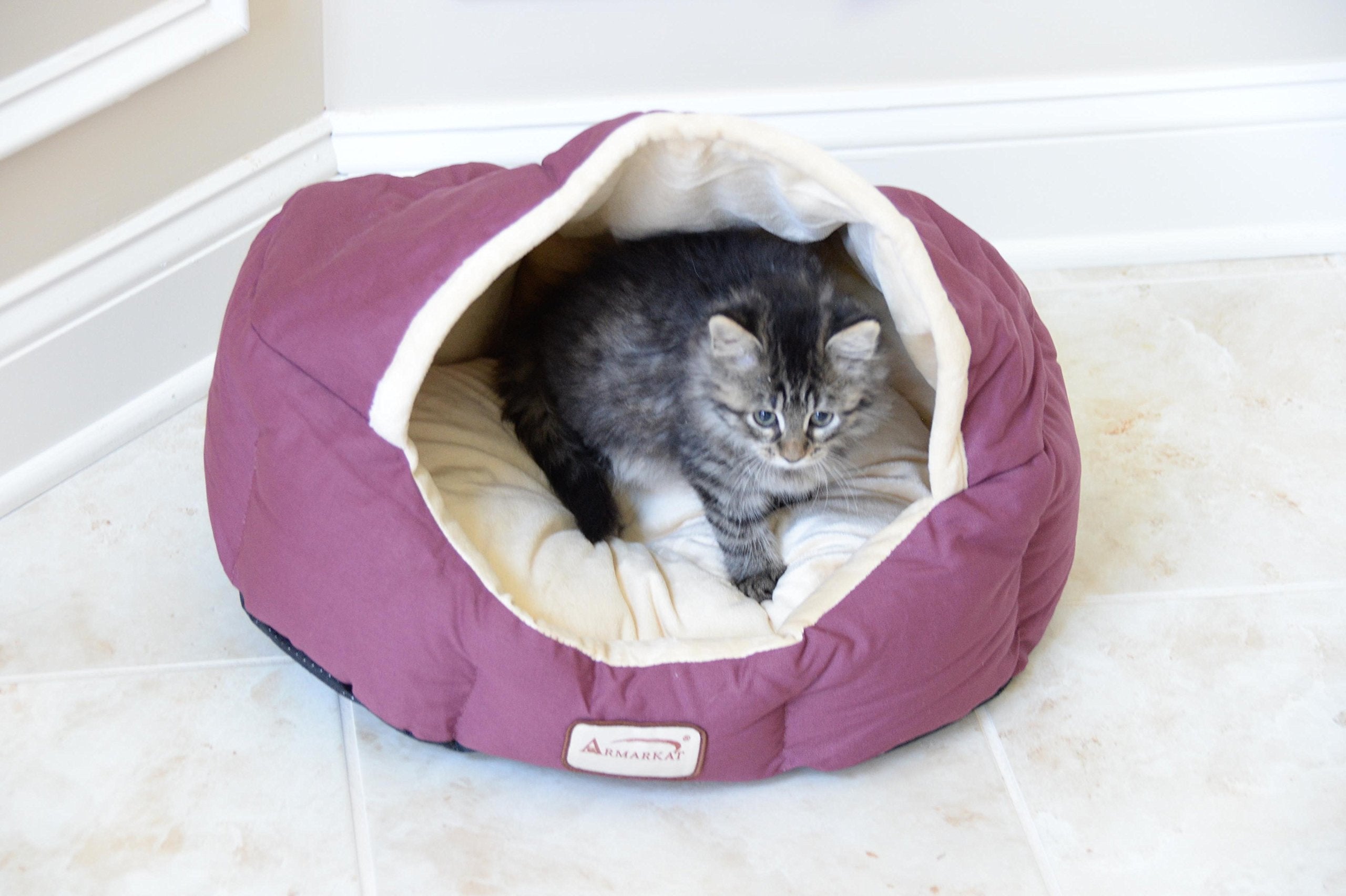 Cat Bed In Orange And Beige