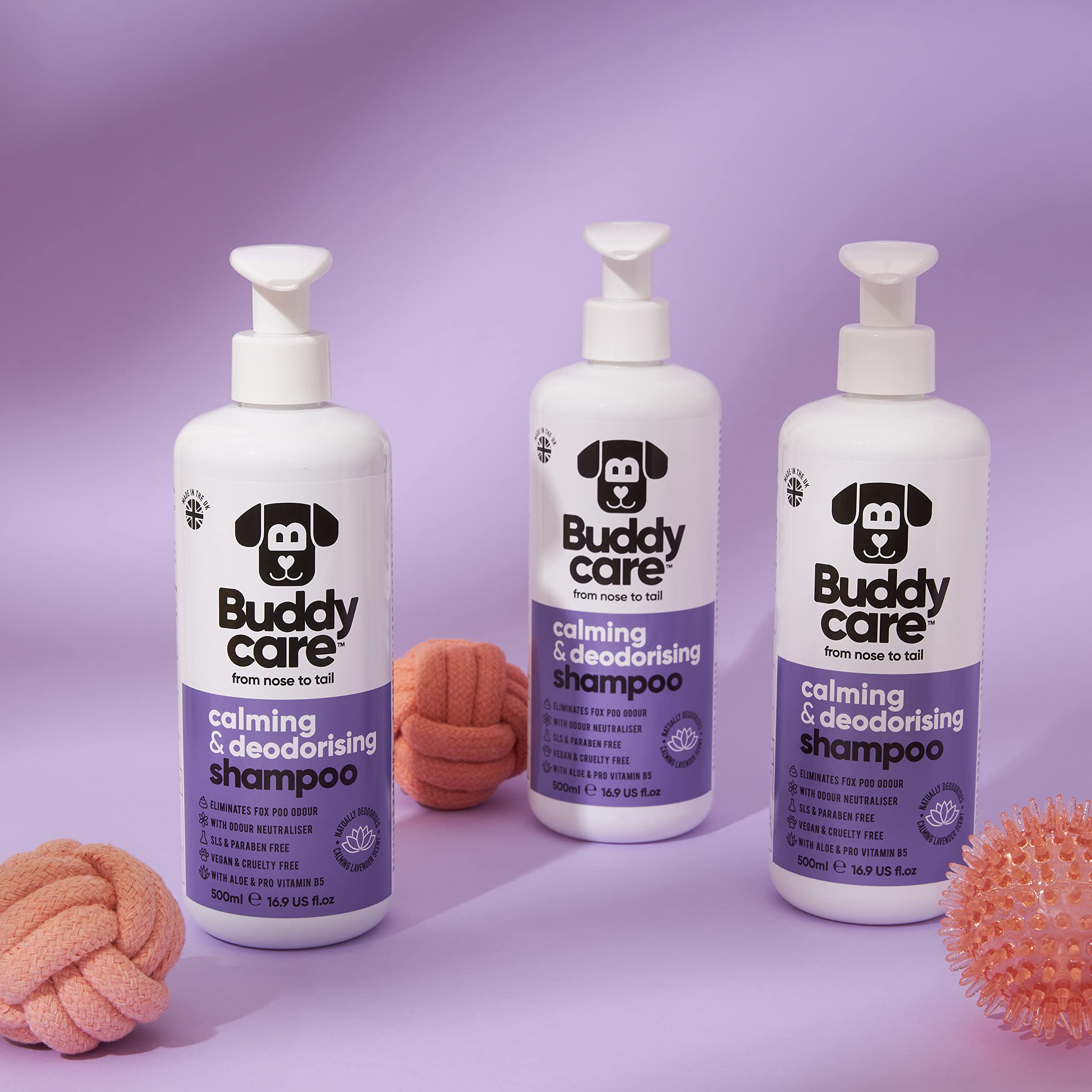 Calming & Deodorising Dog Shampoo By Buddycare | Lavender Scented | With Aloe Vera And Pro Vitamin B5 (50.72Oz)