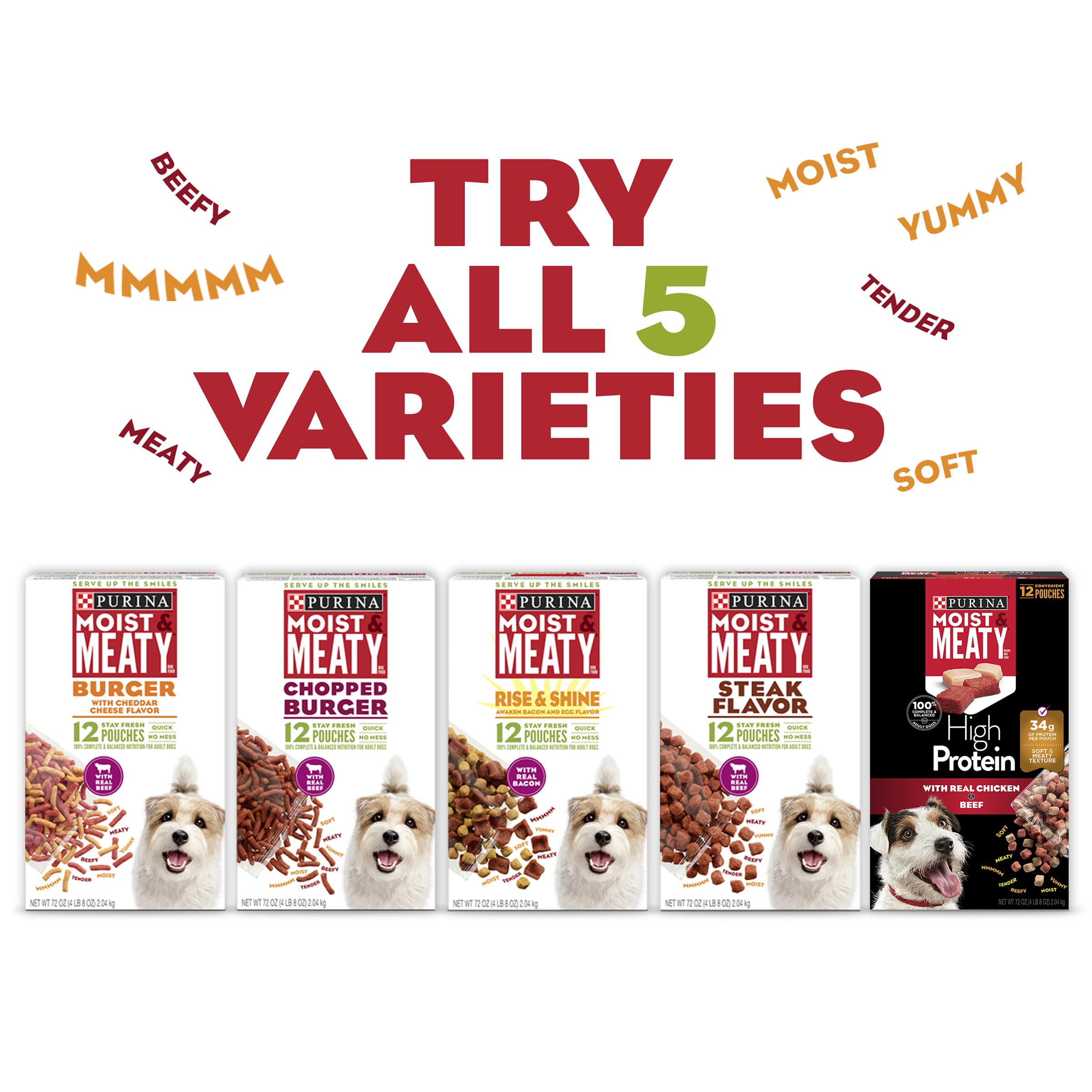 Purina Moist and Meaty Burger With Cheddar Cheese Flavor Dry Soft Dog Food Pouches - (Pack of 4) 12 ct. Pouches