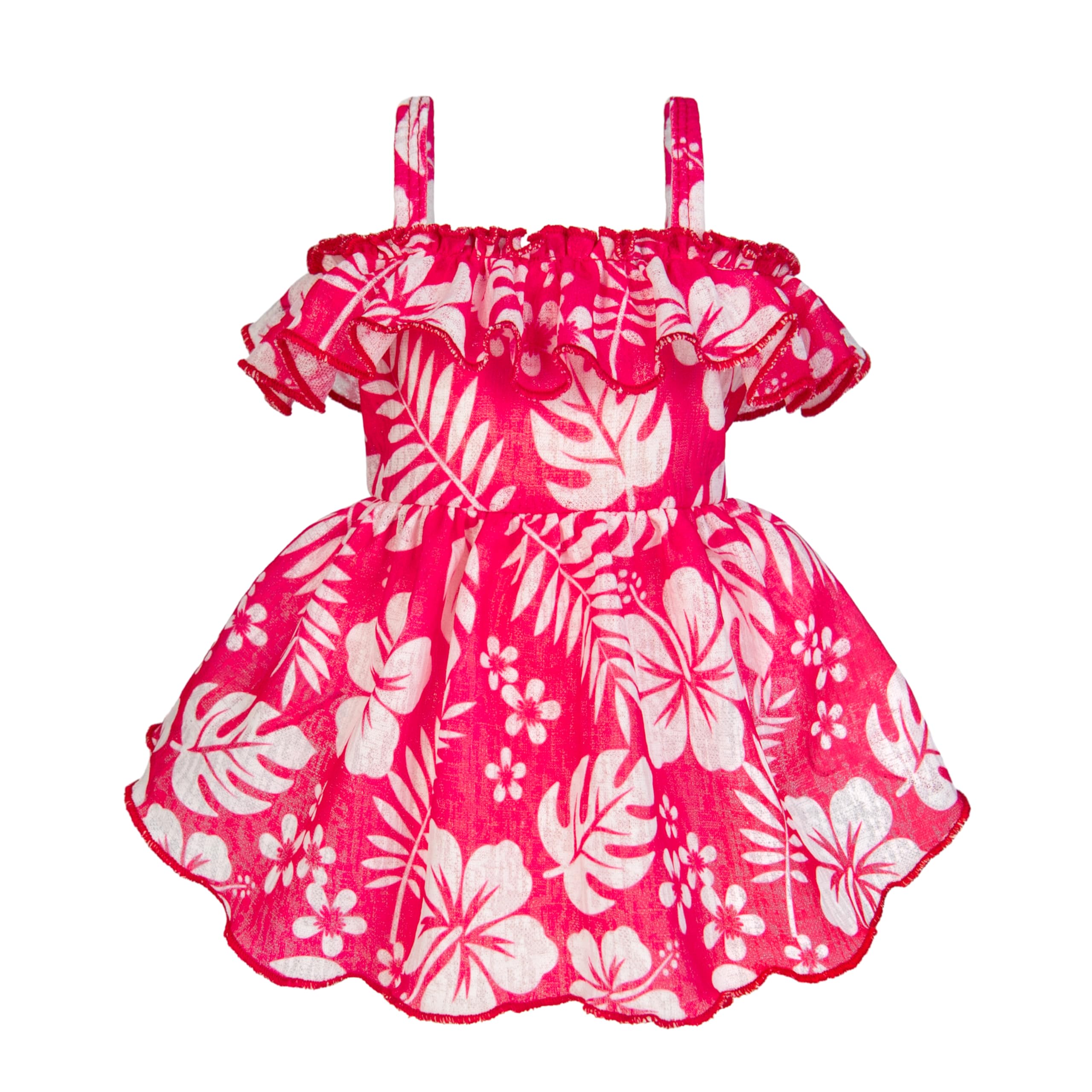 Fitwarm Tropical Dog Dress, Ruffled Doggy Hawaiian Dress, Dog Summer Clothes For Small Dogs Girl, Pet Outfit, Red, White, Xxs