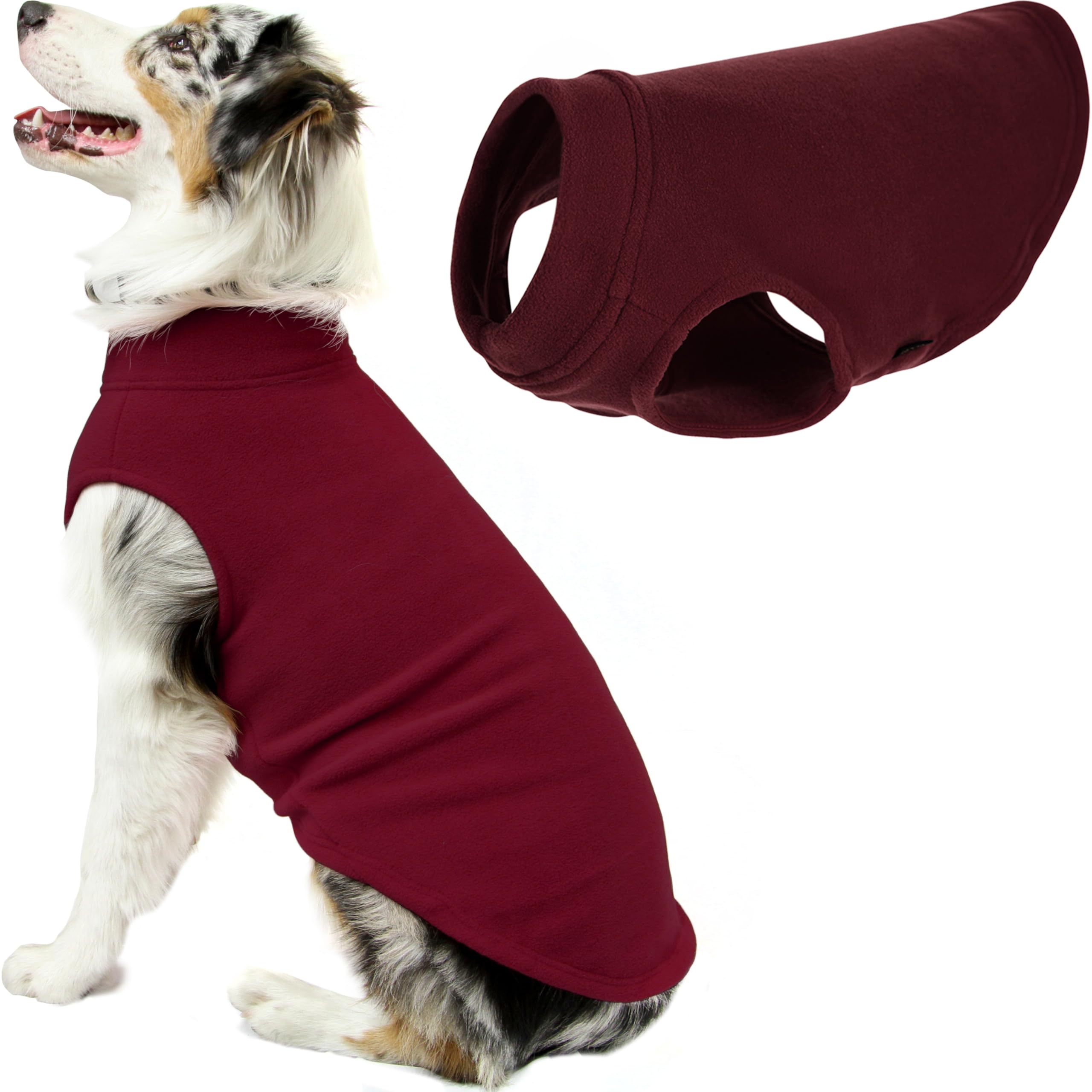 Gooby Stretch Fleece Vest Dog Sweater - Burgundy, 6X-Large - Warm Pullover Super Stretchy Fleece Dog Jacket for Small to Large D