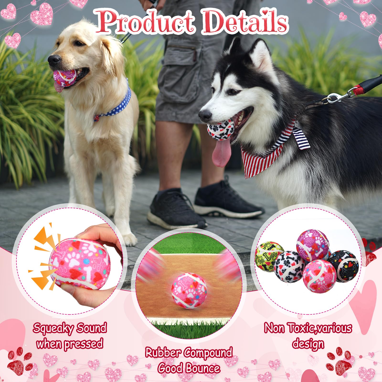 Suilung 36 Pcs Dog Squeaky Tennis Balls 2.5 Inch Interactive Pet Toys Ball For Small Medium Large Dog Plush Chew Toys Teeth Clea