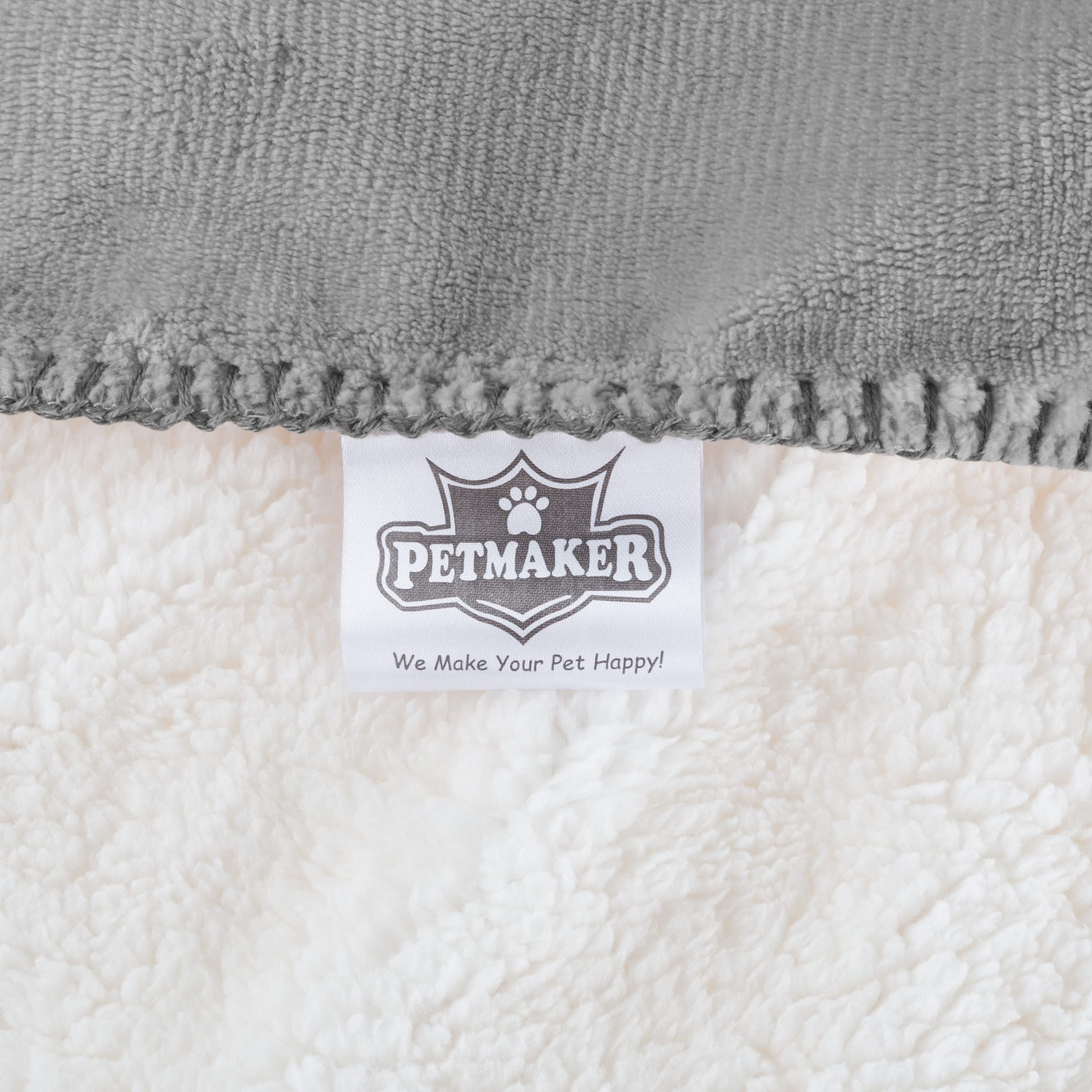 Petmaker Waterproof Pet Blanket - 50X60-Inch Reversible Sherpa Fleece Throw Protects Couches, Cars, And Beds From Spills, Stains, And Fur (Gray), Large