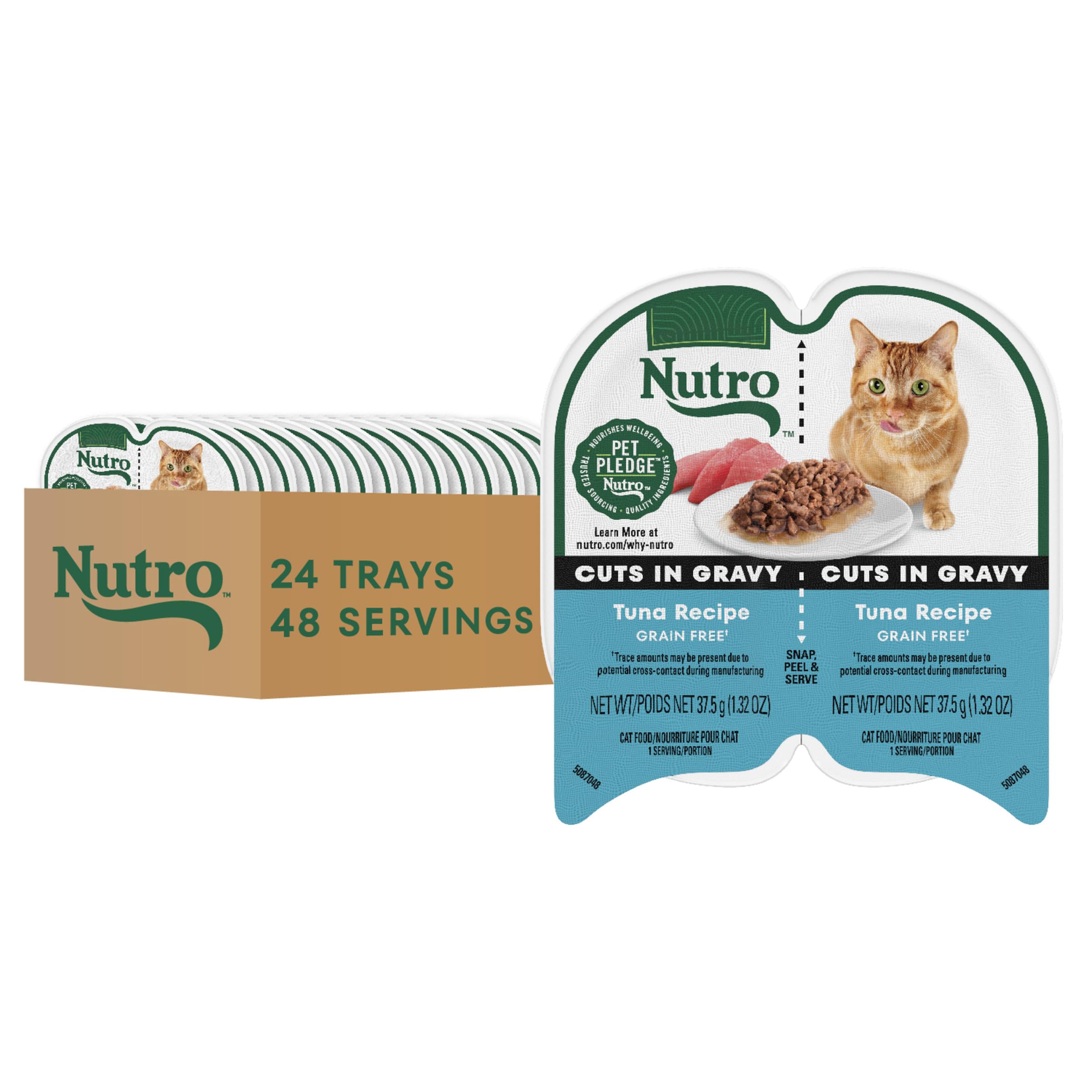 NUTRO PERFECT PORTIONS Cuts in Gravy Real Tuna Wet Cat Food Trays 2.65 Ounces (24 Twin Packs)