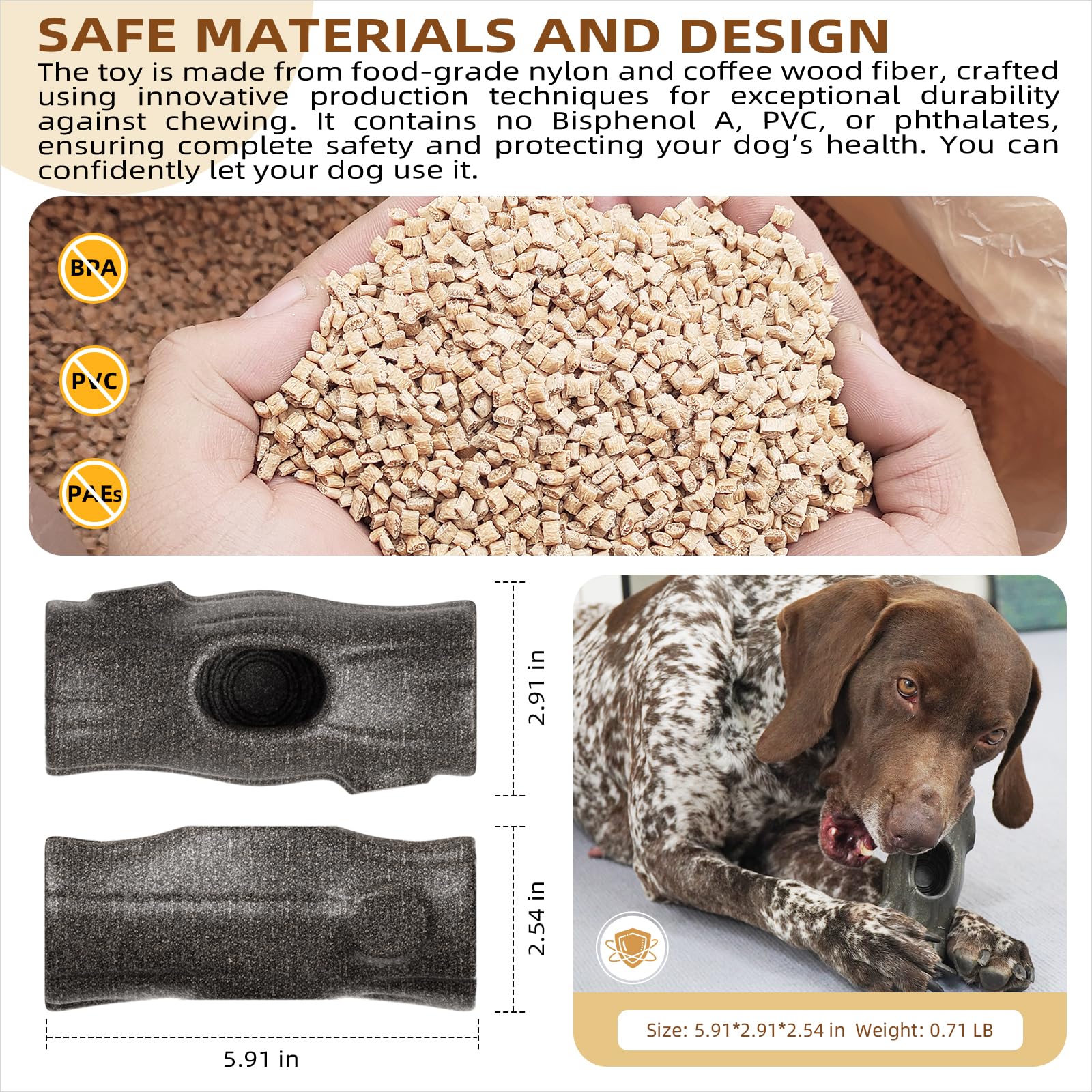 Interactive Dog Chew Toy For Aggressive Chewers - Durable Treat Dispensing Stump Toy For Large Dogs And Puppies, Refillable & Di