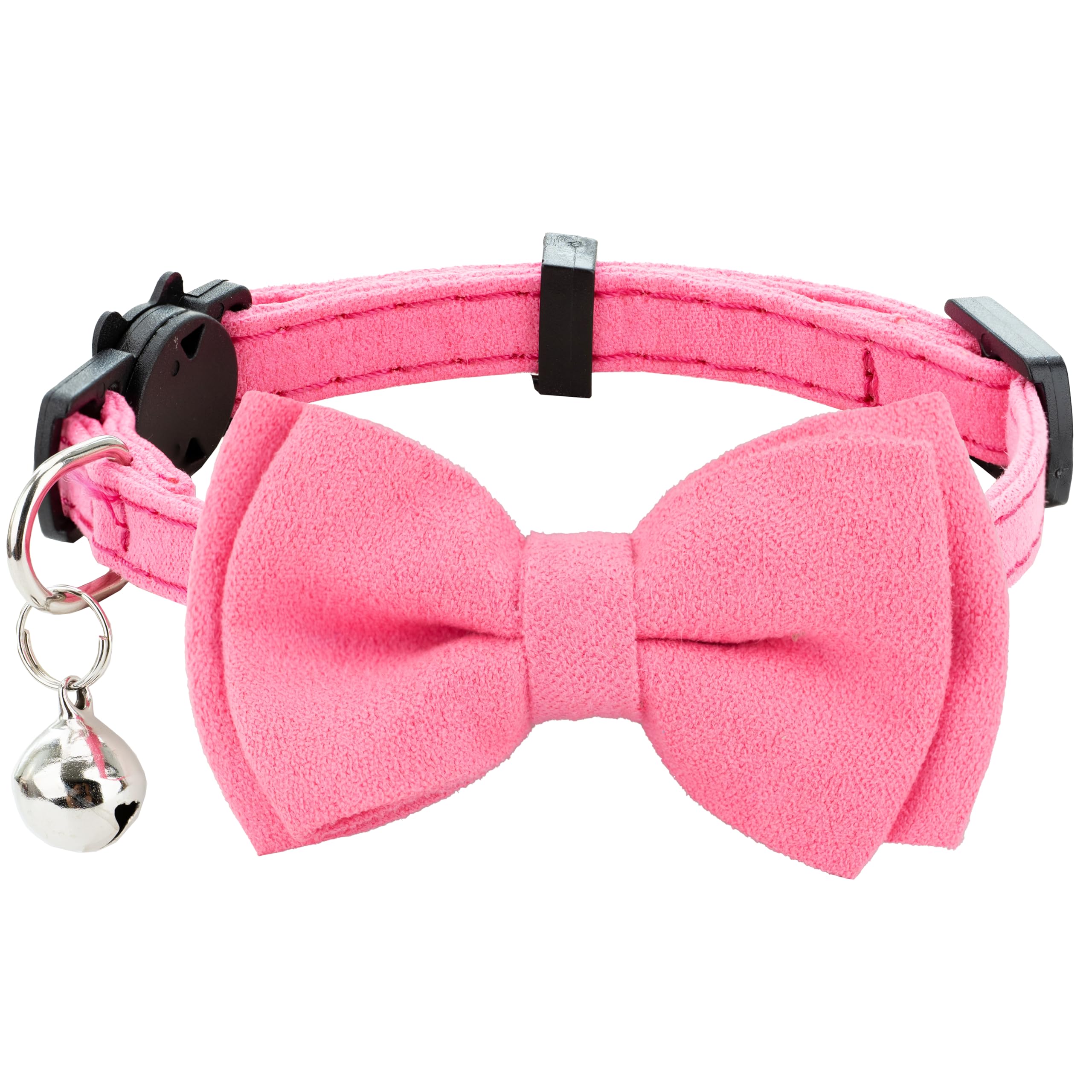 Gyapet Cat Collar With Bell Breakaway Kitten Small Puppy Safety Bow Tie Solid Wedding Basic Color [1Pc] Rose Red