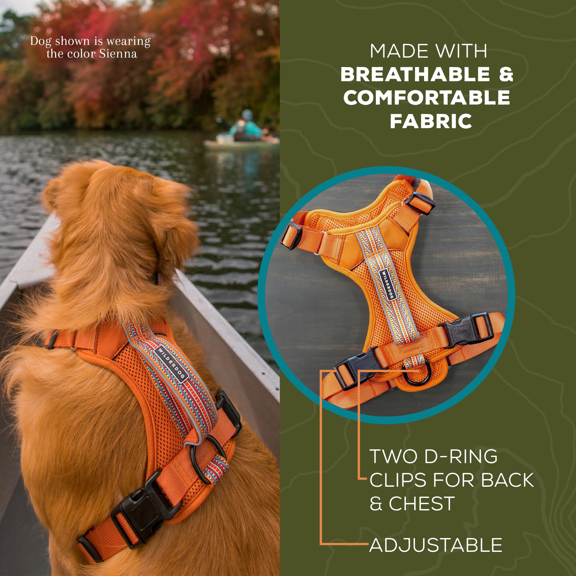 Wilderdog Lightweight Dog Harness - Reflective Straps - Small - Sienna - Polyester Blend