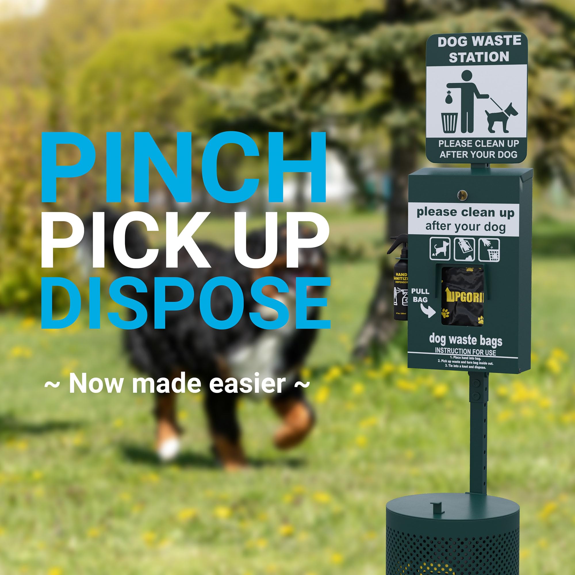 Pet Waste Station with Lidded Pedal Trash Can
