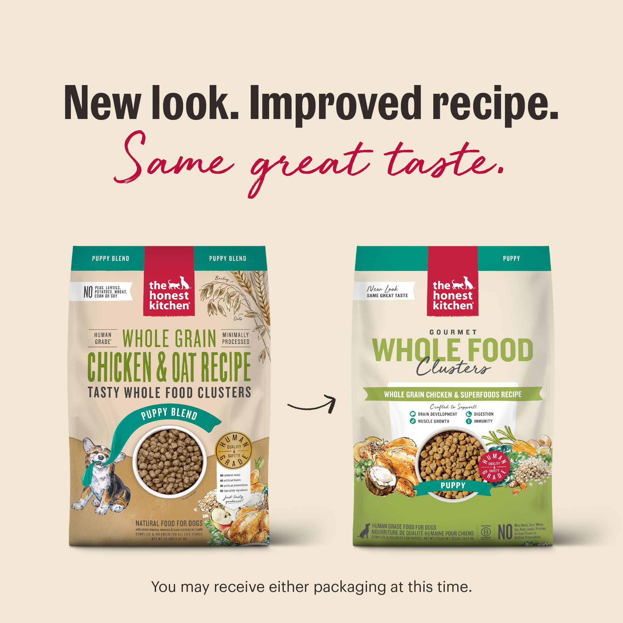 The Honest Kitchen Human Grade Whole Food Clusters Puppy Blend Dry Dog Food - Whole Grain Chicken & Oats, 20 Pound Bag