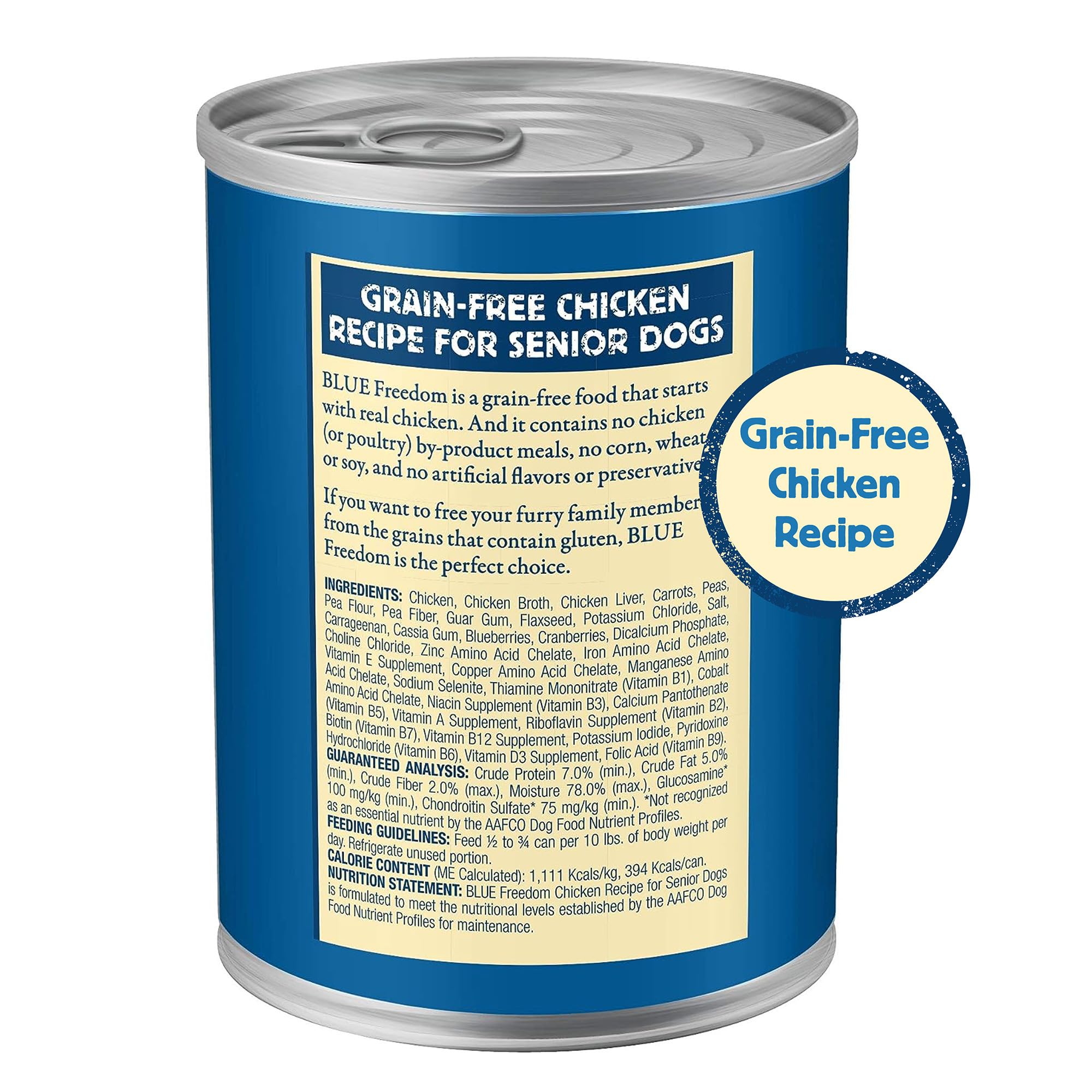 Blue Buffalo Freedom Grain-Free Senior Wet Dog Food, Free of Glutens & Artificial Preservatives, Made With Natural Ingredients,