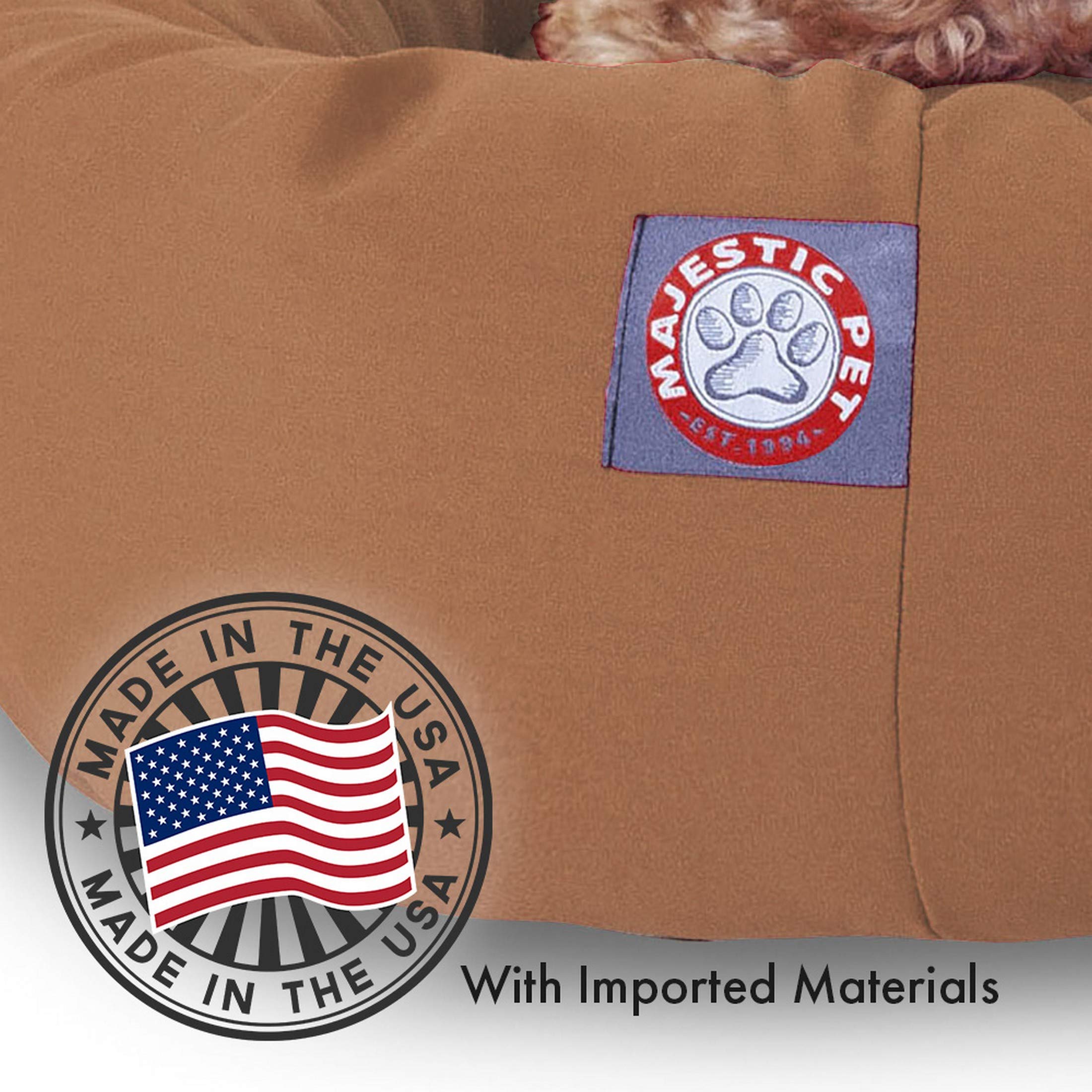 52 inch Khaki & Sherpa Bagel Dog Bed By Majestic Pet Products