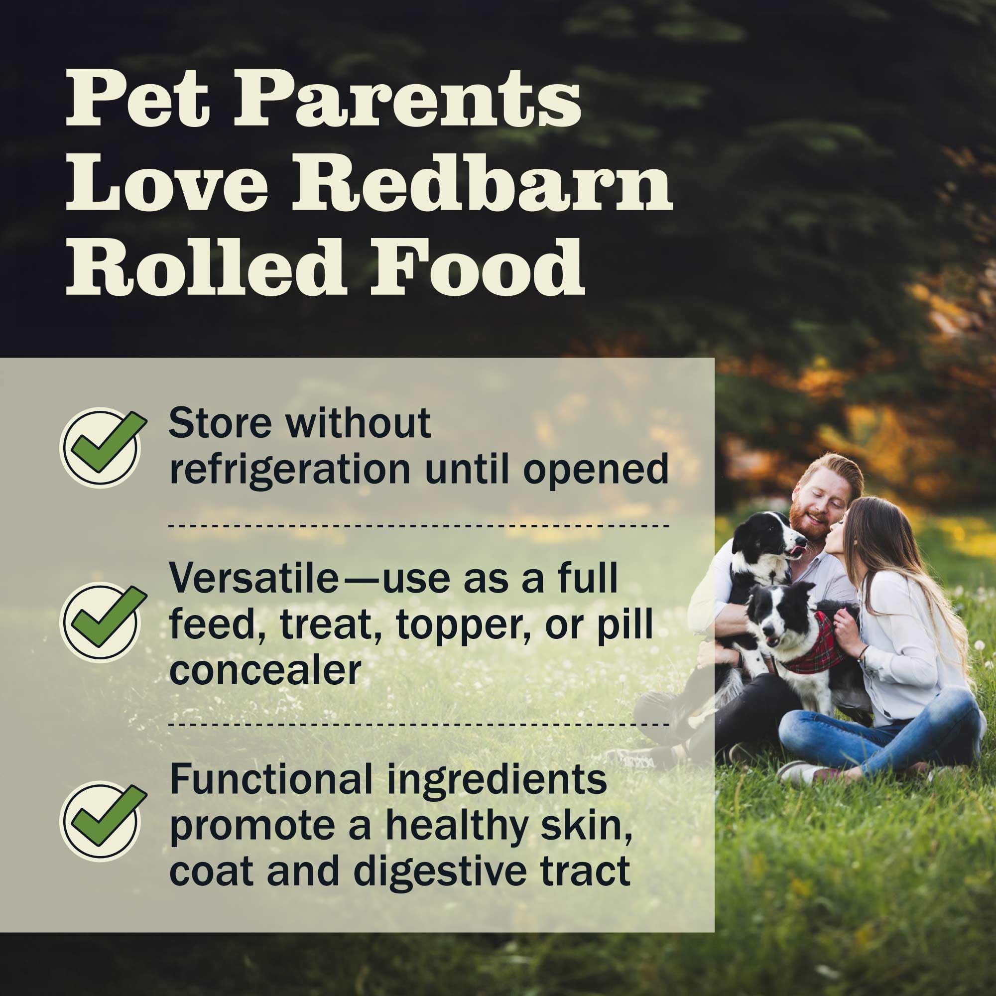 Redbarn All-Natural Premium Rolled Dog Food, Chicken Recipe - Soft Semi-Moist Wet Formula for High Protein Diet, Training Reward