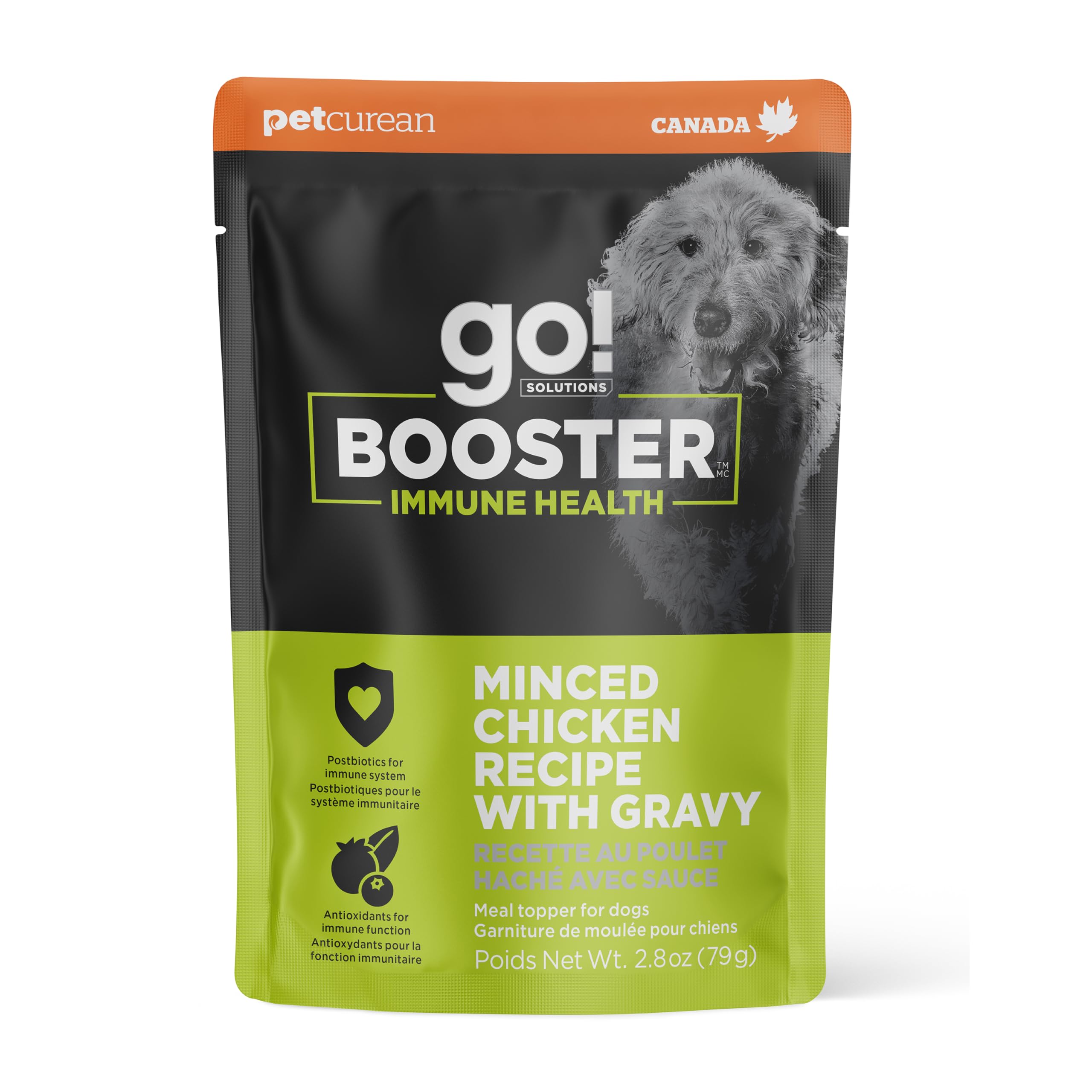 Go! Solutions Booster Immune Health Minced Chicken with Gravy Topper for Dry Food with Broth, Real Meat Wet Dog Treat for Health