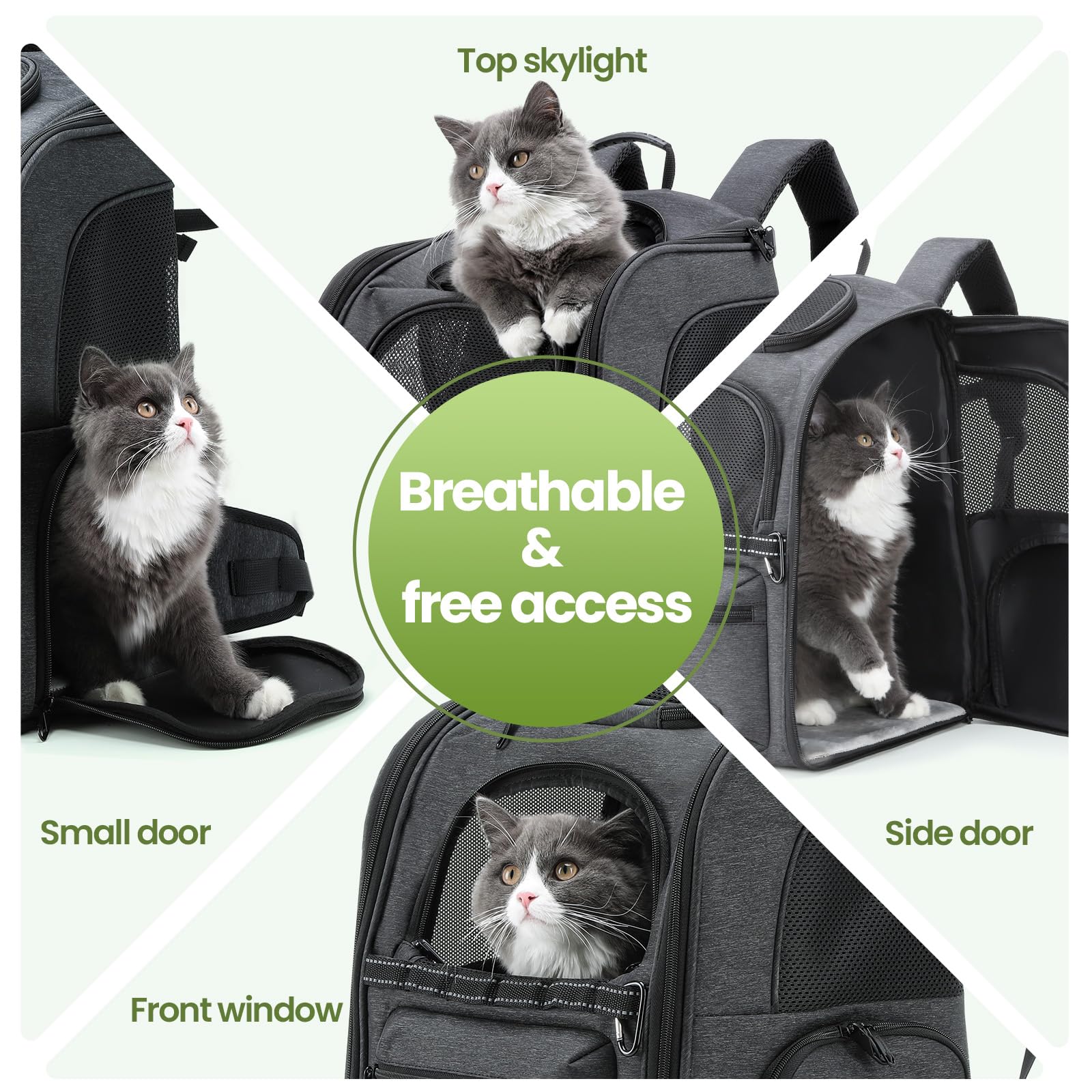 Pecute Cat Backpack Carrier, 30% Energy Saving Cat Backpack For Small Dogs, Cat Carrier Backpack For Puppy Kitty, Foldable Ergon