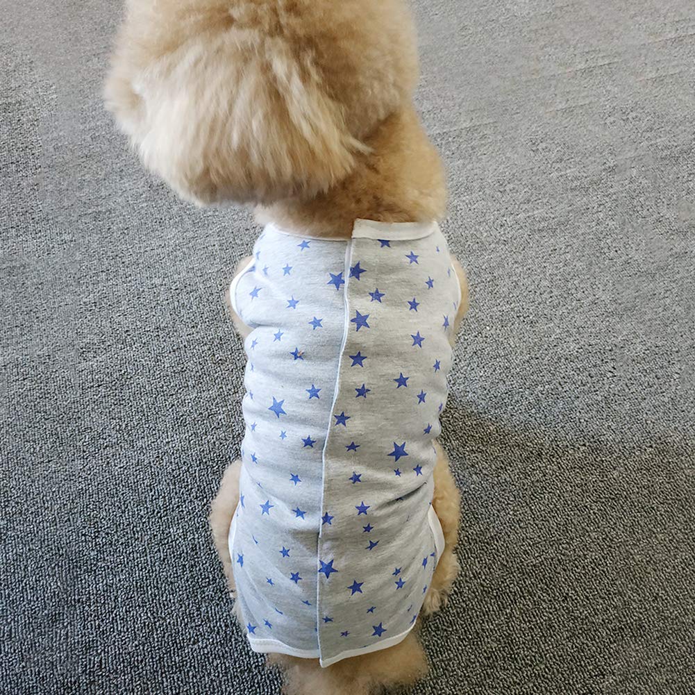 Dogs Recovery Suit Post Surgery Shirt For Puppy, Wound Protective Clothes For Little Animals(Grey Stars-L)