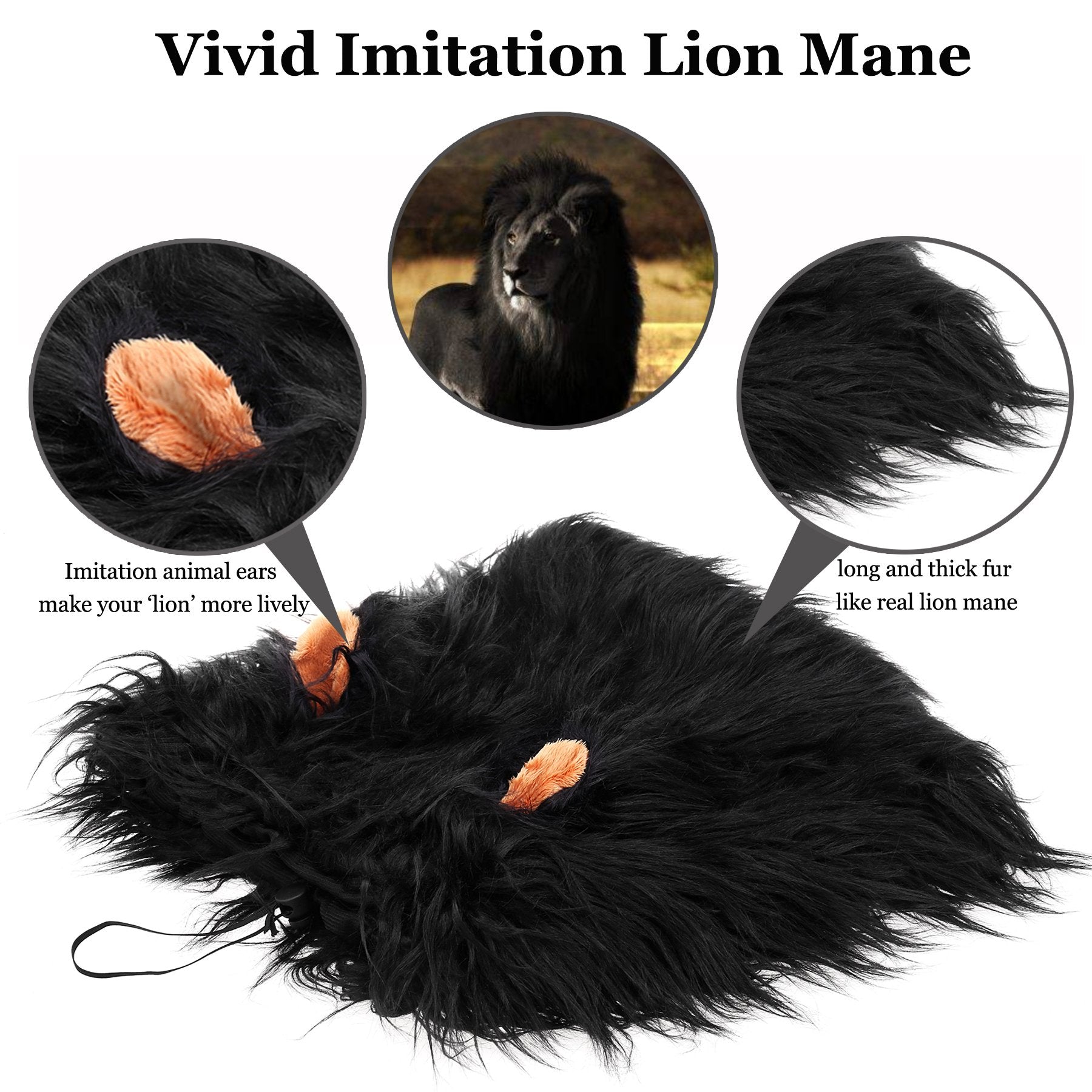 Onmygogo Lion Mane Wig For Dogs With Ears, Funny Pet Costumes For Halloween Christmas (Size L, Coffee)