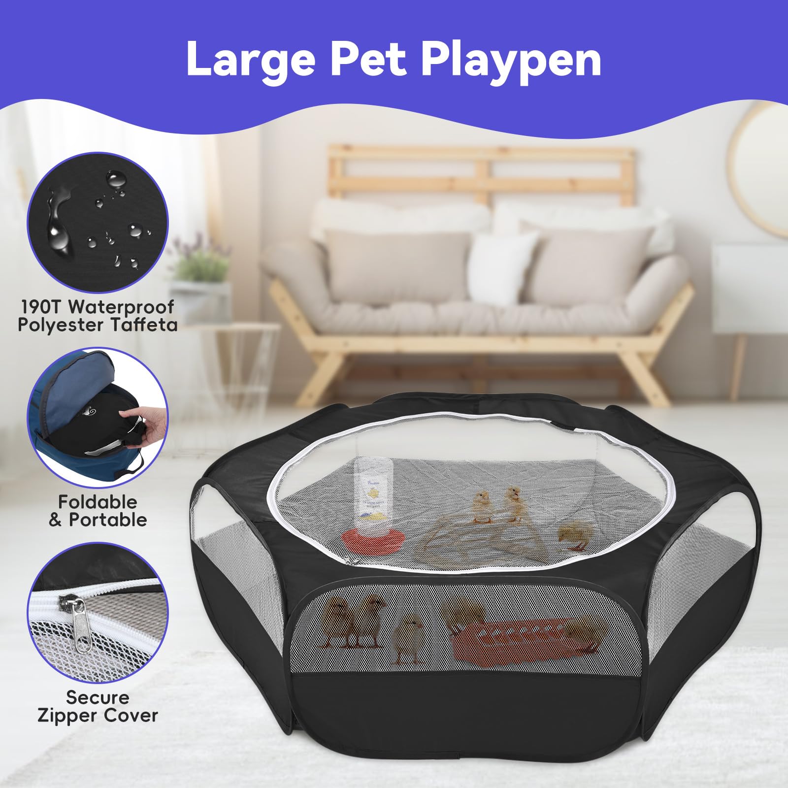 Pawaboo 5-in-1 Chicken Brooder Box for Chick Starter Kit, Includes Pet Cage Tent, Chicks Perch, Chicks Feeder, 1.1L Chick Watere