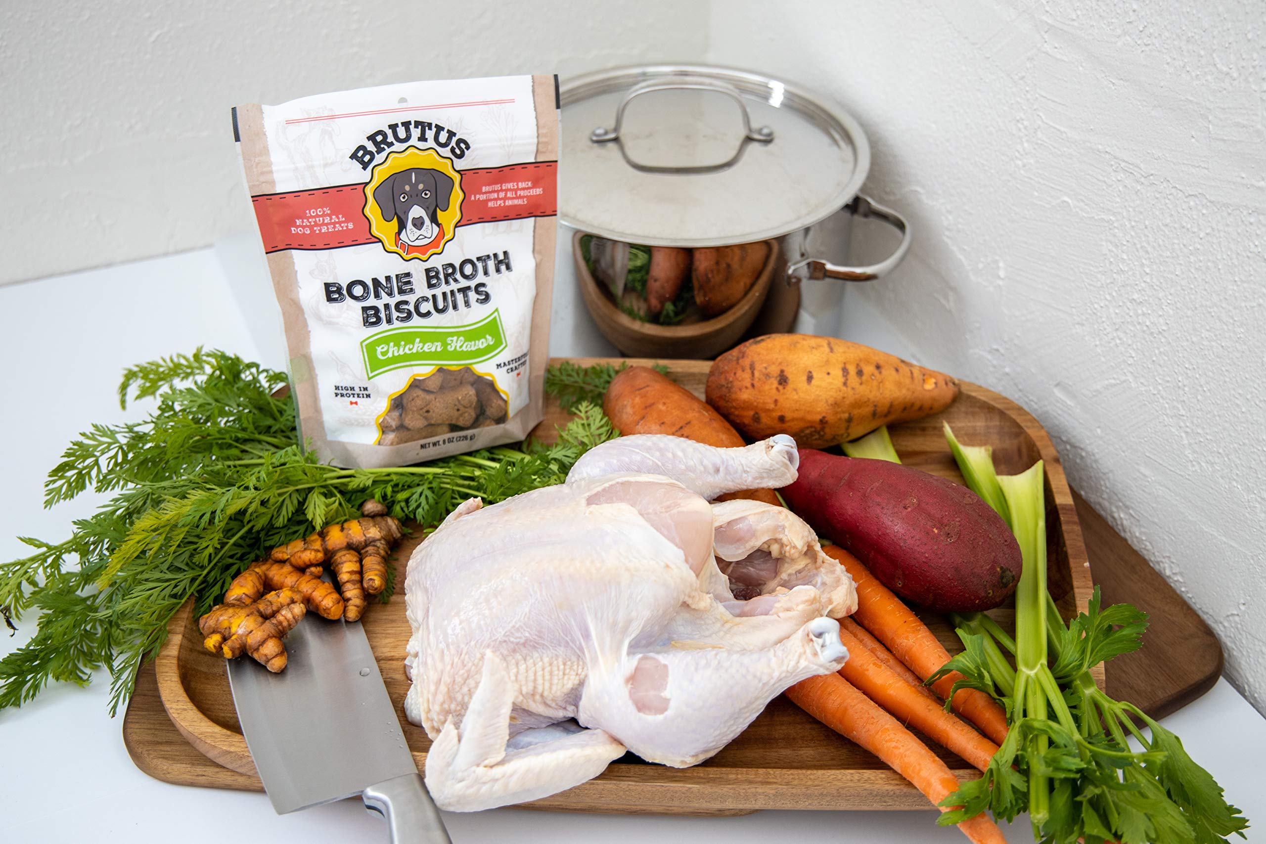 Brutus Bone Broth Biscuits (Chicken) - Healthy Dog Treats - Natural Dog Biscuits with Bone Broth and Real Chicken Meat - 18 Gram