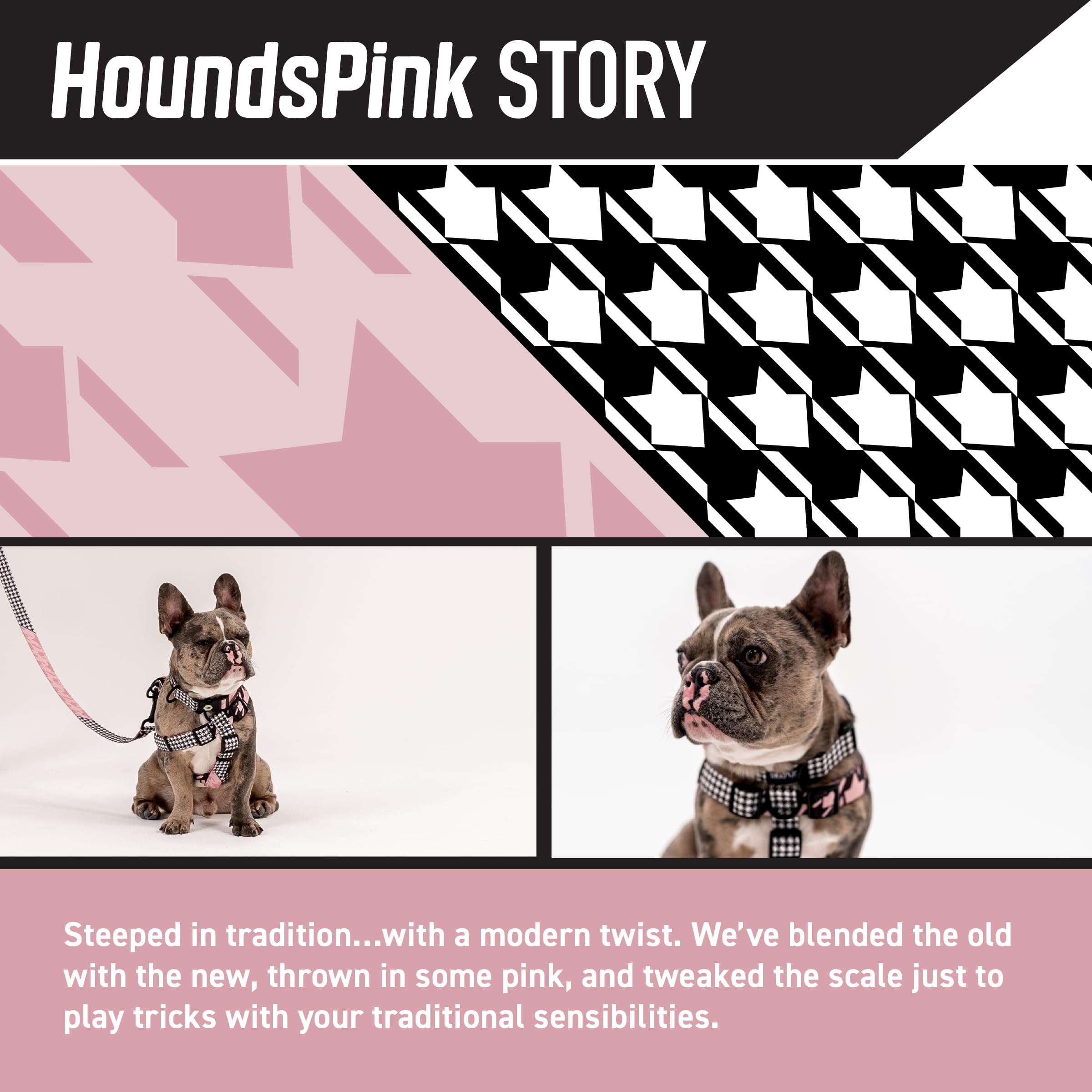 Wolfgang Heavy Duty Adjustable Dog Harness, Pull-Tested to Over 800 lbs for Walking & Training, HoundsPink Print, Large