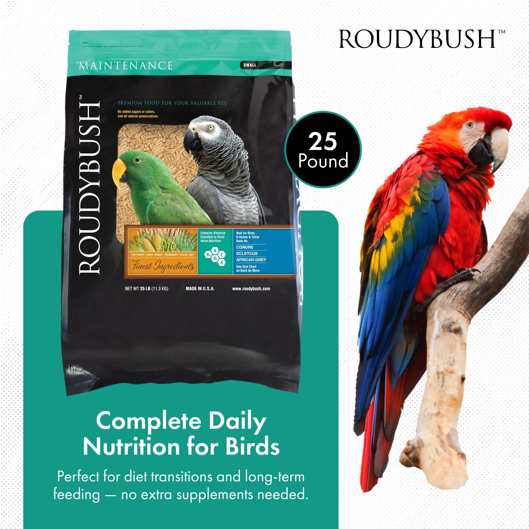 Roudybush Daily Maintenance Bird Food, Small, 25-Pound (225SMDM)