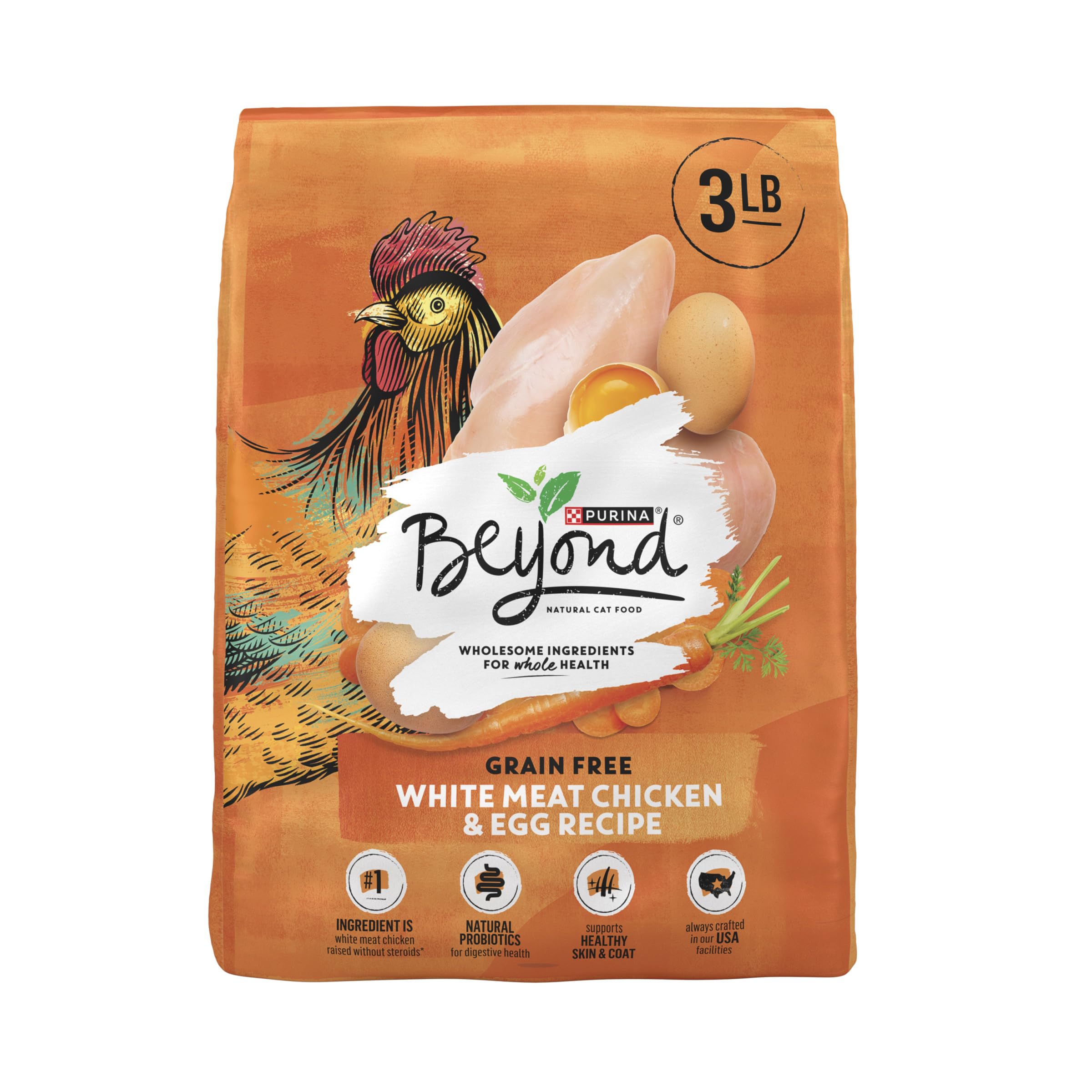 Purina Beyond Grain Free White Meat Chicken and Egg Recipe Natural Cat Food High Protein Cat Food Dry Formula - 3 lb. Bag