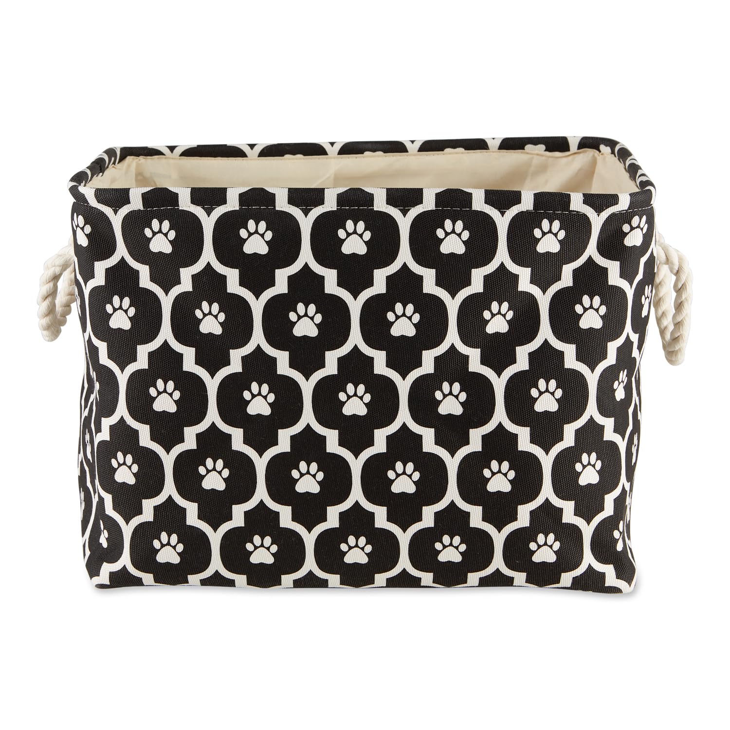 Bone Dry Pet Storage Collection Lattice Paw Print, Black, Small Rectangle