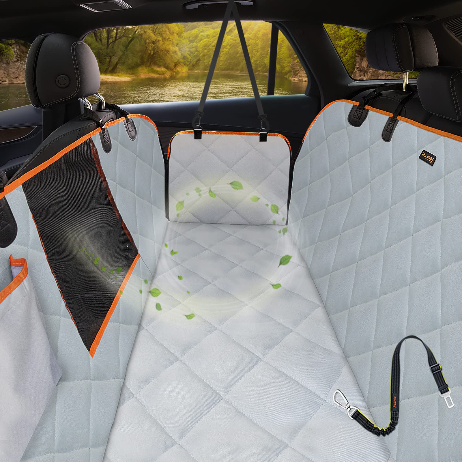 Ibuddy Dog Seat Cover For Tesla Model 3 Waterproof Car Seat Protector With Mesh Window Dog Car Hammock Against Dirt And Fur Anti