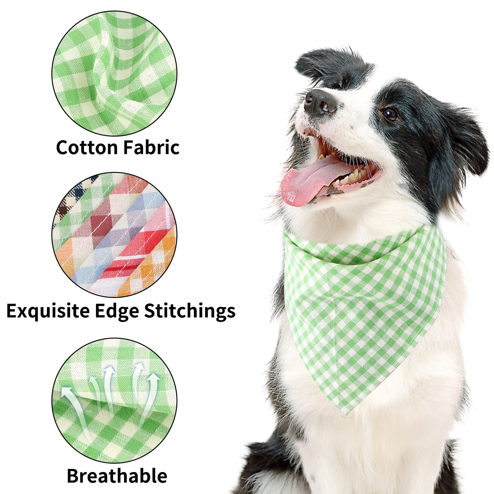Segarty 60 Pack Washable Plaid Bibs, 22.8''X15.7'' Pet Scarf Triangle Dog Bandanas Accessories Bulk For Small Medium Dogs Cats L