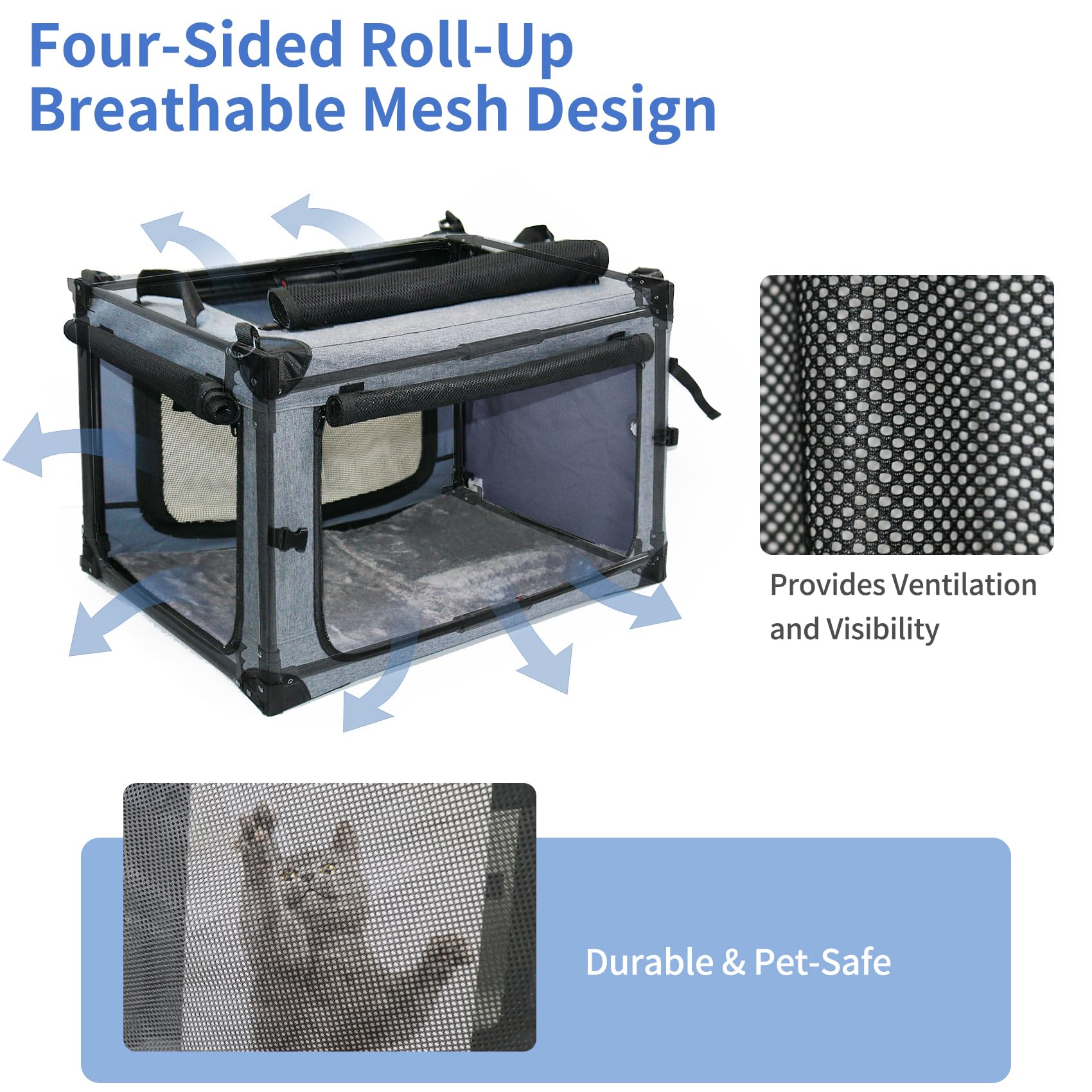 Nezuc Soft Collapsible Dog Crate - 36 Inch Portable Soft Sided Travel Dog Crates For Large Dogs, 4-Door Foldable Dog Carrier, Pe