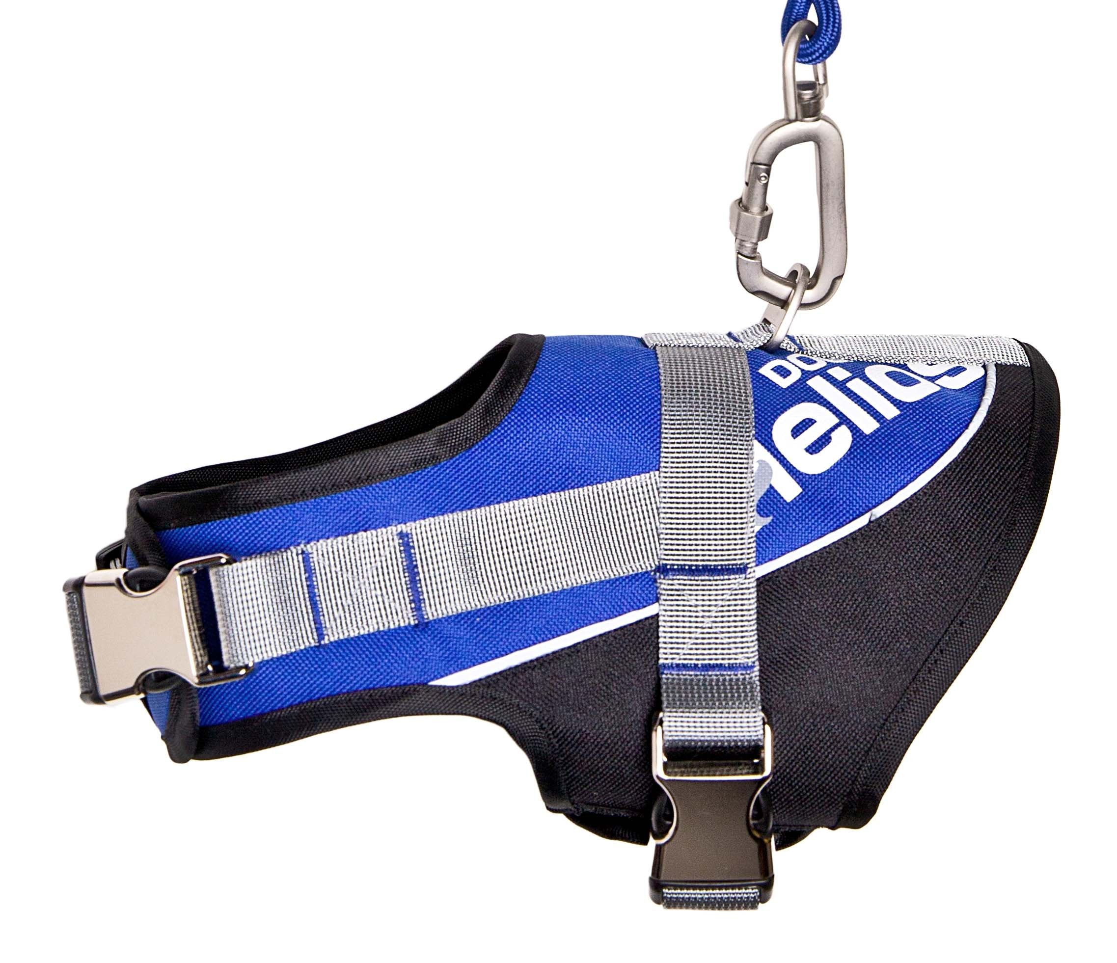 DOGHELIOS 'Bark-Mudder' Easy Tension 3M Reflective Endurance 2-in-1 Adjustable Pet Dog Leash and Harness, Large, Blue