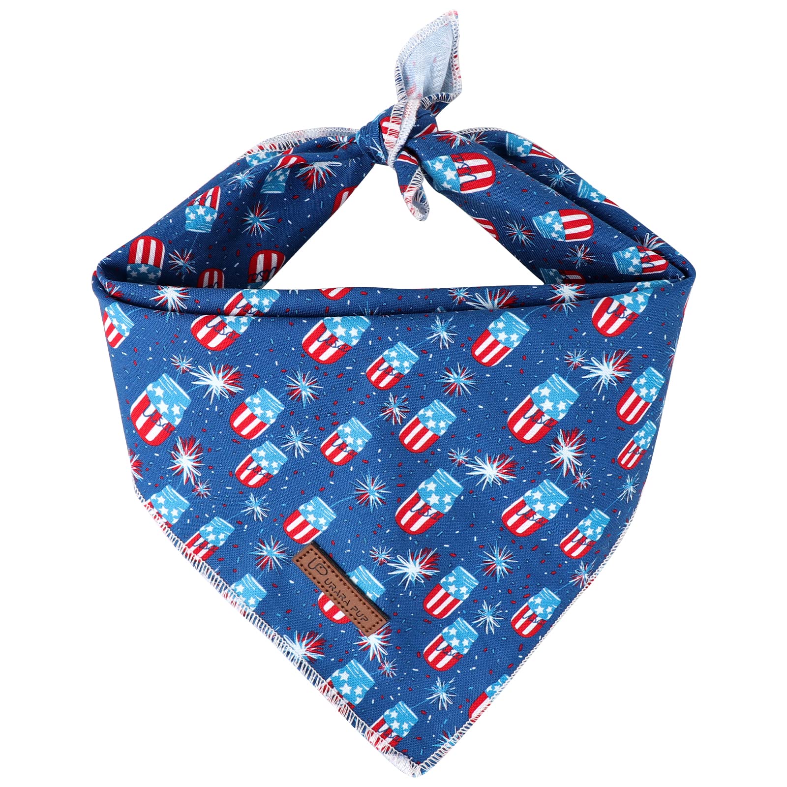 Up Urara Pup 4Th Of July Dog Bandana, Patriotic Bandana For Medium Large Dog, Cute Patriotic Puppy Bandana, Cotton American Flag