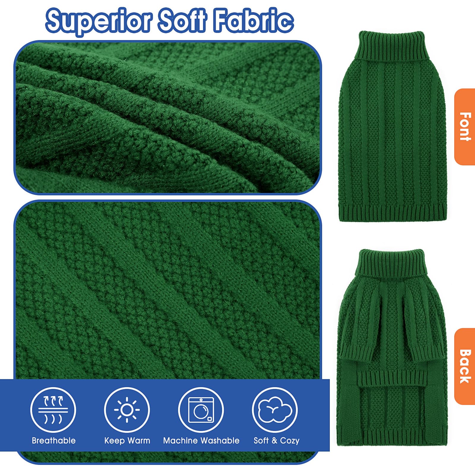 Queenmore Dog Sweaters For Medium Dogs Girls Boys,Soft Dog Sweater Christmas,Turtleneck Pullover Pet Sweaters Knitwear Outfit Fo