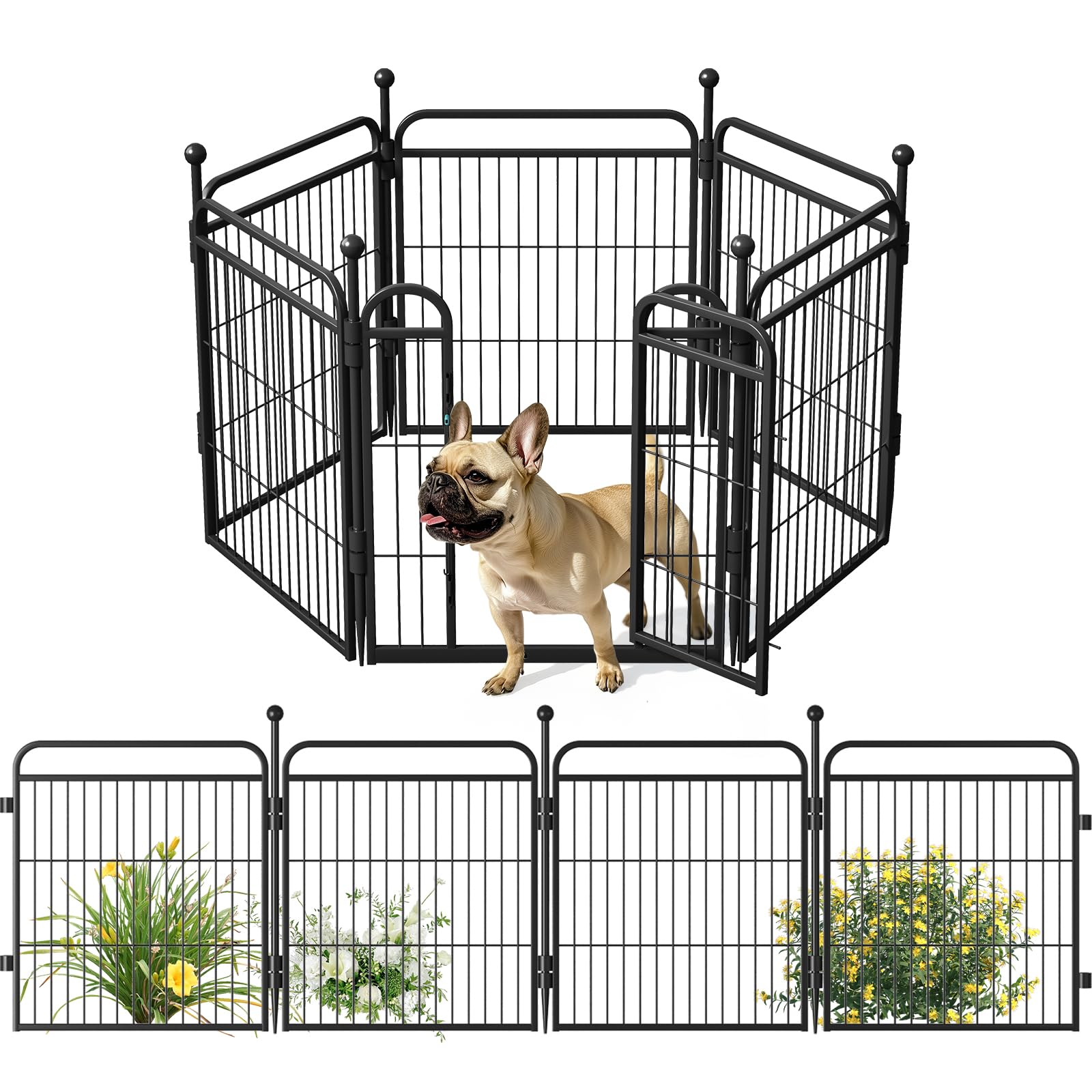 Gardner Pet Dog Playpens, 24'' H 6 Panels Dog Pen Outdoor/Indoor Dog Fence Exercise Pen For Small/Medium Dogs, Foldable Pet Play