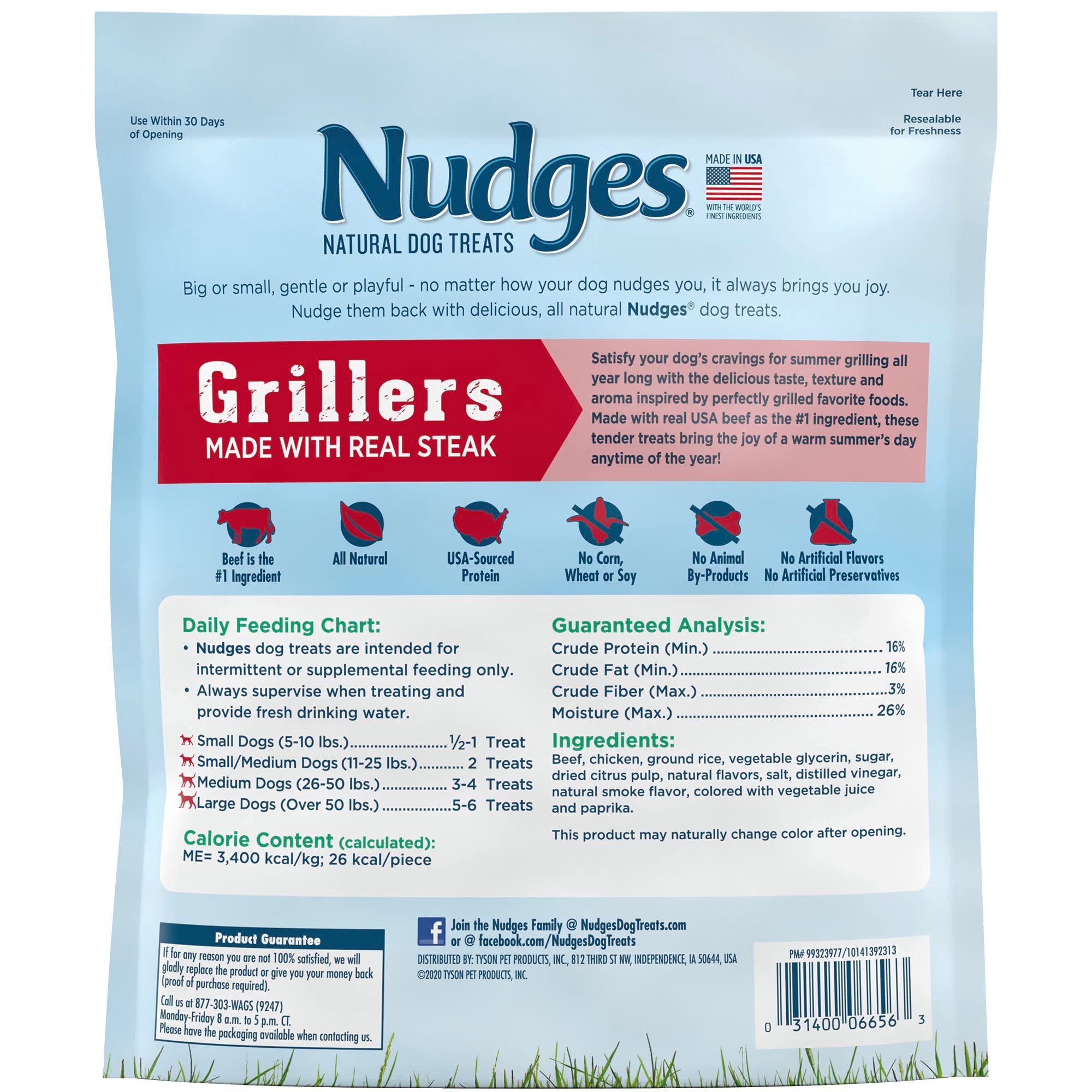 Blue Buffalo Nudges Grillers Natural Dog Treats, Steak, 36oz Bag