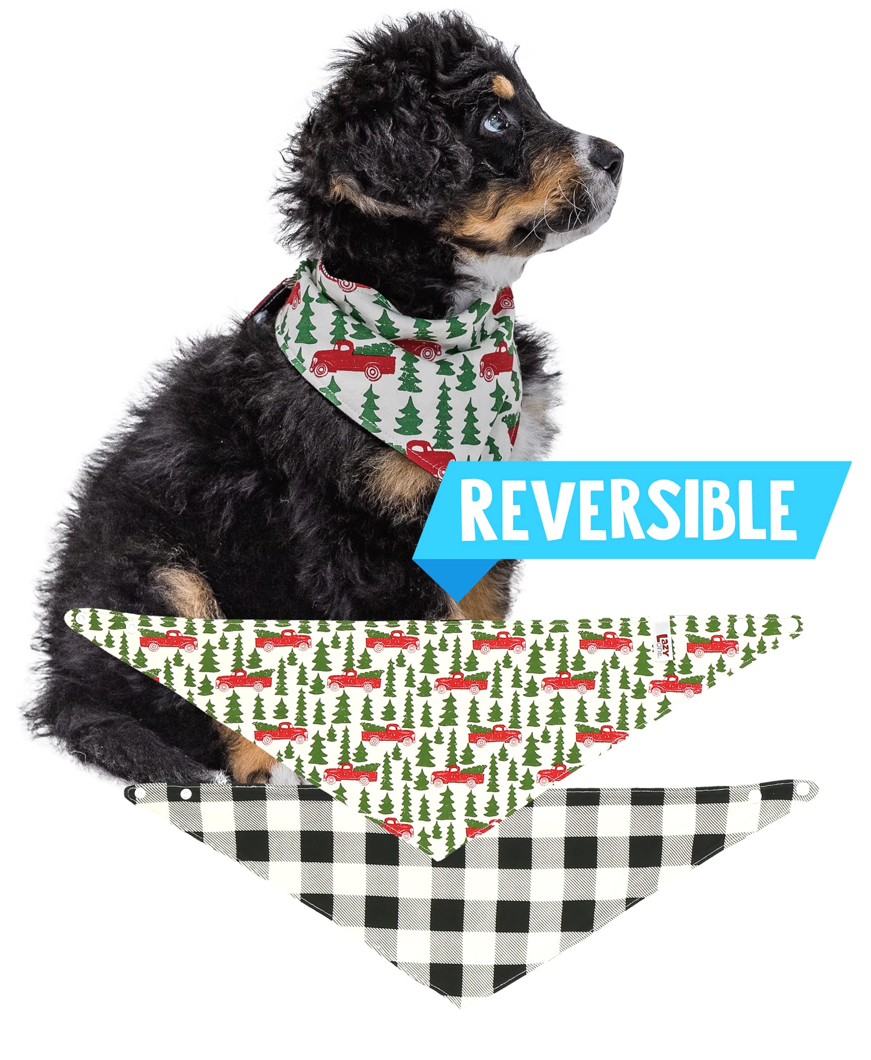 Lazy One Reversible Dog Bandana, Cute Accessories For Pets, Truck,Tree (X-Small/Small, Tailgate)
