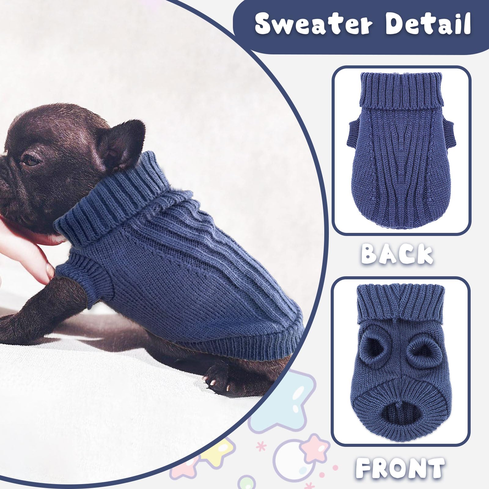Chihuahua Sweater - Knitted Dog Clothes For Small Dogs, Male, Xxs, Turtleneck, Warm, Fall Winter