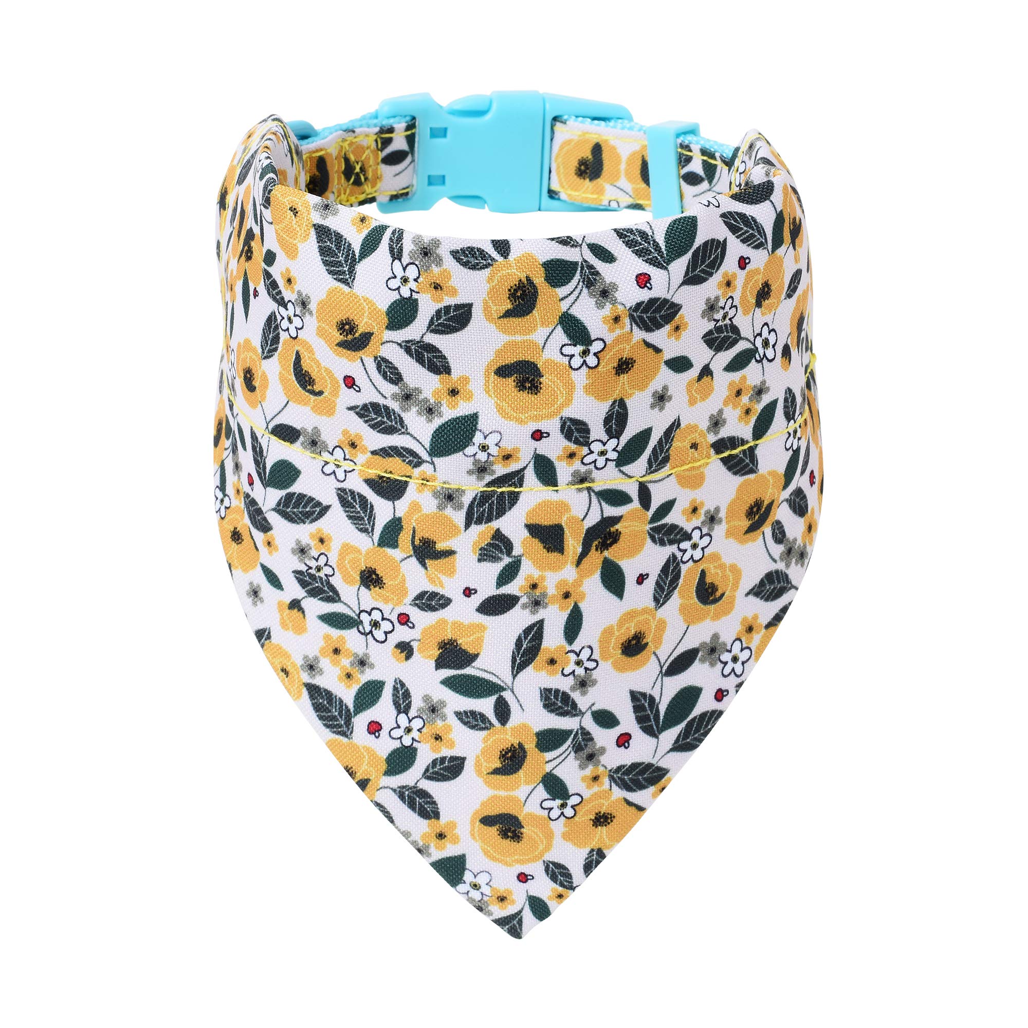 Mile High Life | Cute Bandana Collar | Soft Poly Cotton Fabric Collars For Small Dogs | Flower & Fruit Pattern(Bindweed, Bandana