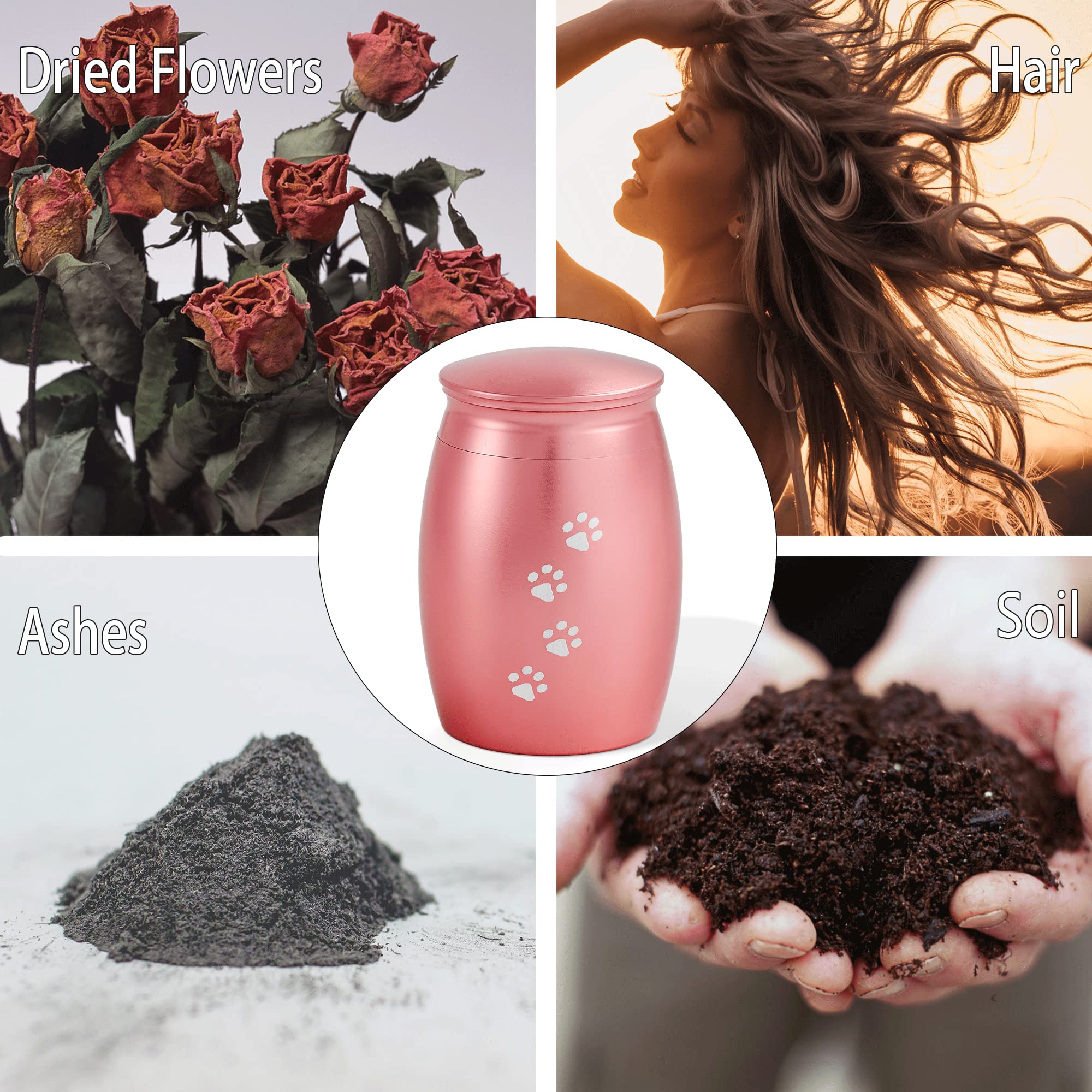 Lines Arte 2.67 Inches Small Keepsake Pet Urns For Dog Cats Ashes,Mini Pink Cremation Urns For Memorial Tiny Animal Ashes With P