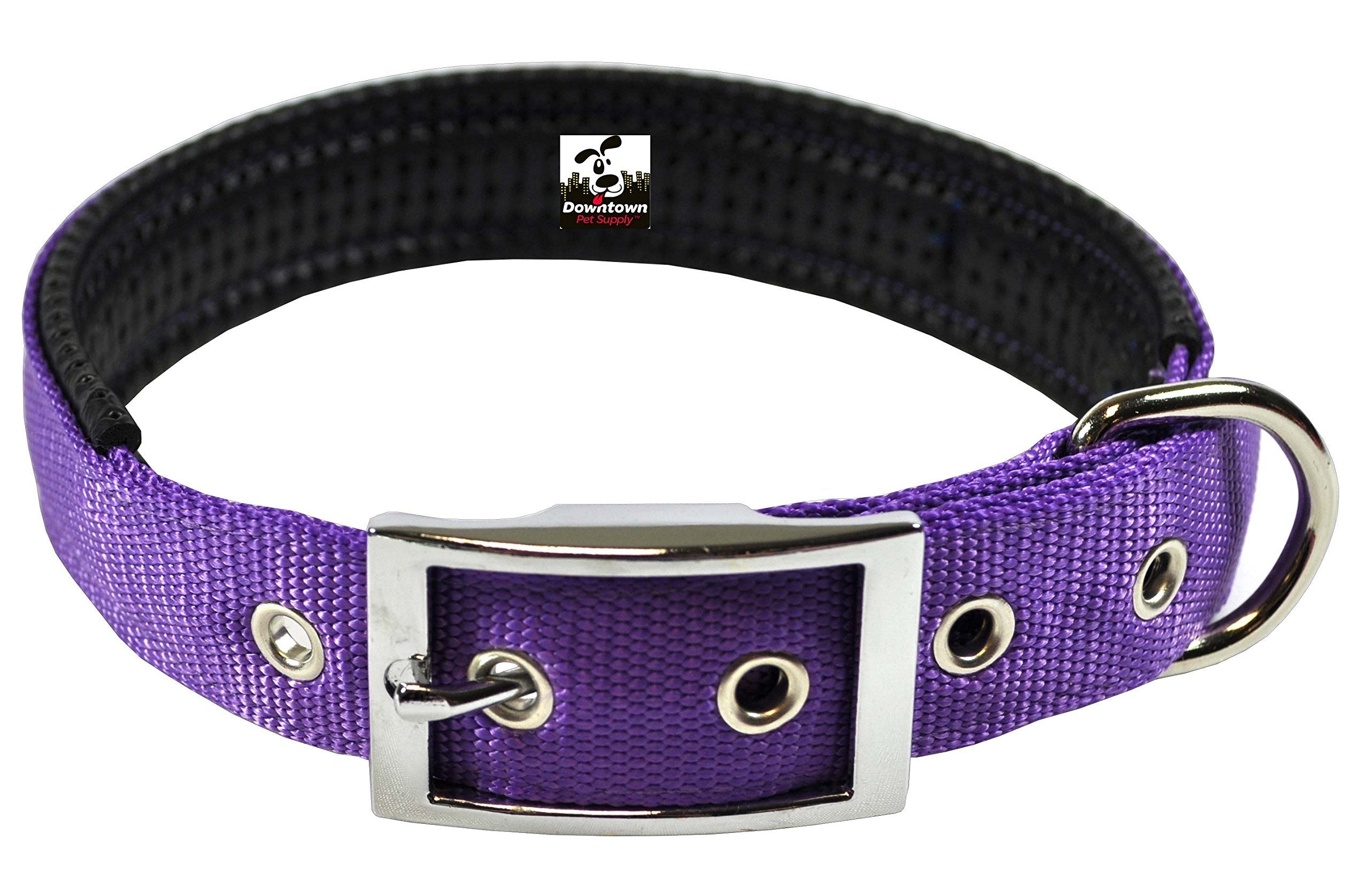 Downtown Pet Supply Deluxe Dog Collar - Adjustable Padded With Metal Buckle & D-Ring - Machine Washable & Water Resistant Thick 