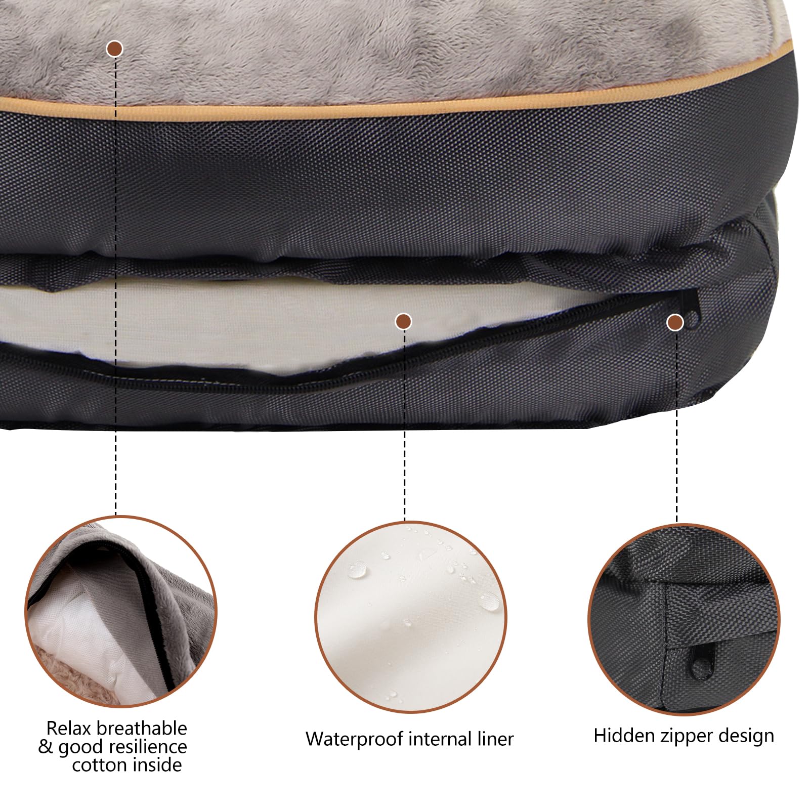 JOYELF Medium Orthopedic Dog Bed - Gray Memory Foam with Removable Cover & Squeaker Toy, Model JEB0010