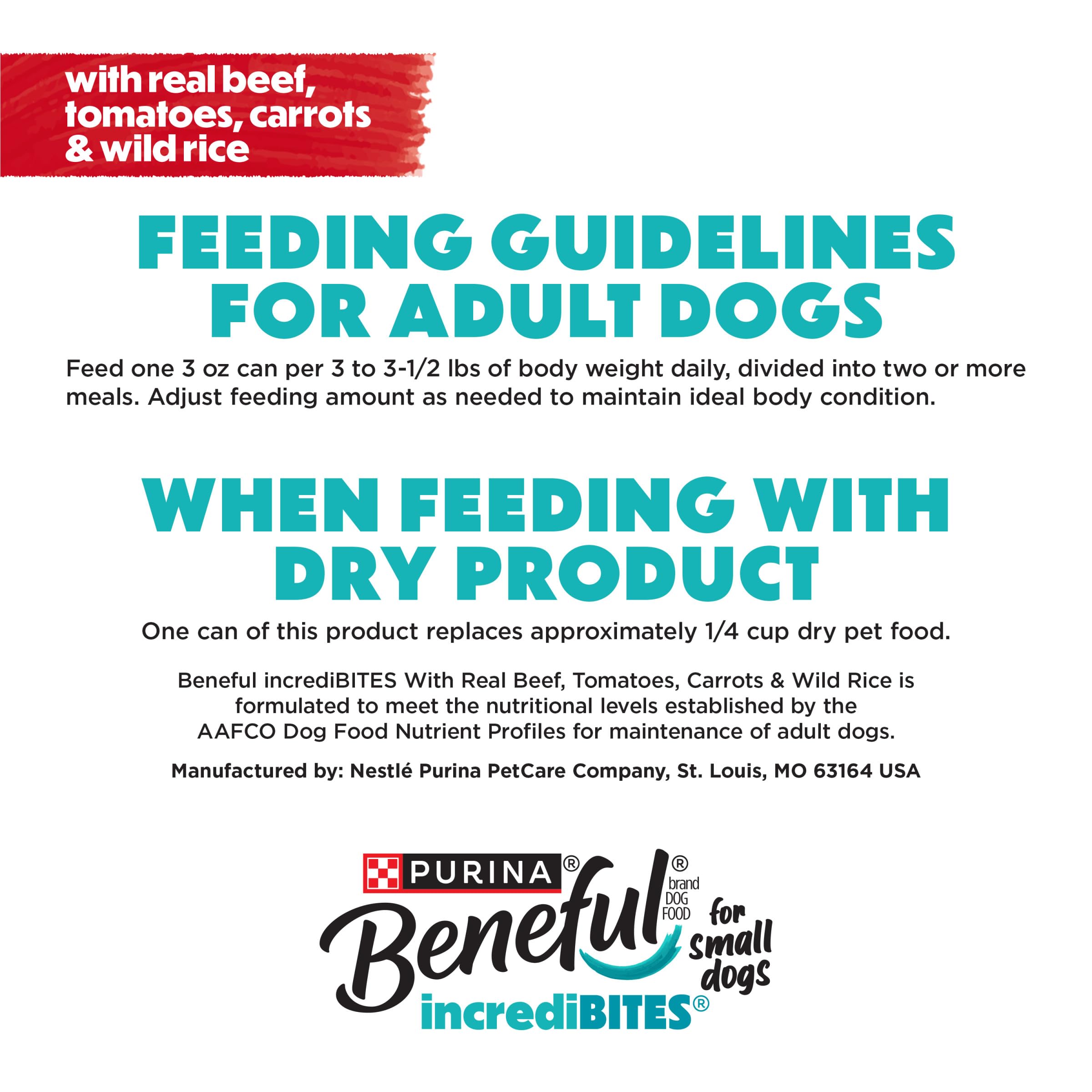 Purina Beneful Small Breed High Protein Wet Dog Food, With Gravy, Incredibites With Real Beef - (Pack of 12) 3 oz. Cans