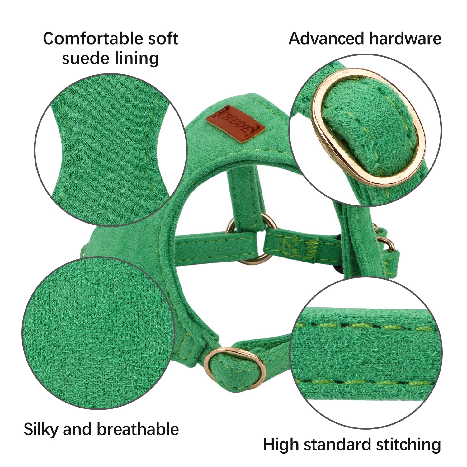 Chede No Pull Puppy Harness And Multifunction Dog Leash Set- 8 Colors Soft Adjustable No Choke Escape Proof Cute,Lightweight Pet Vest Harness For Small And Medium Dog (Xxs, Green)
