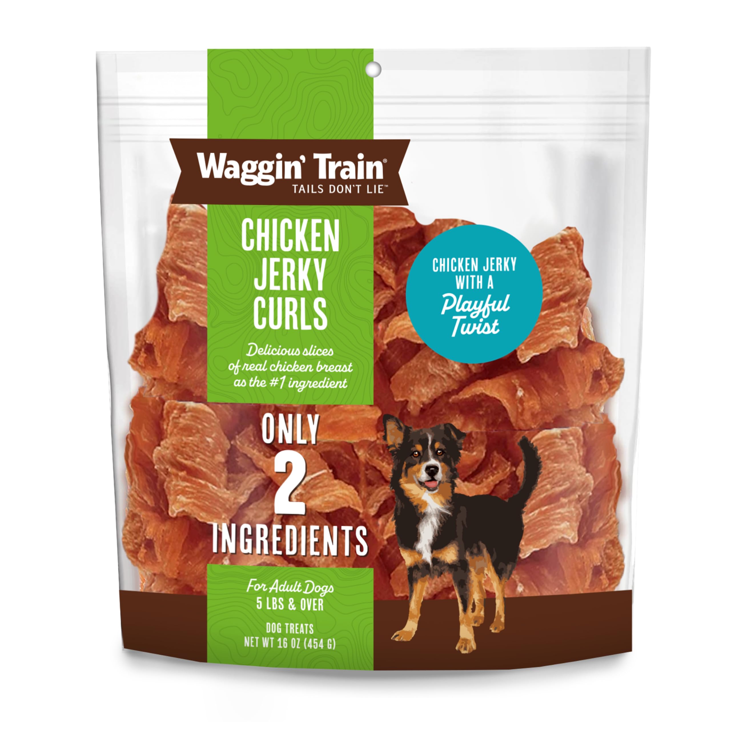 Waggin Train Chicken Jerky Curls Limited Ingredient, High Protein, Grain Free Dog Jerky Treat  16 oz. Pouch
