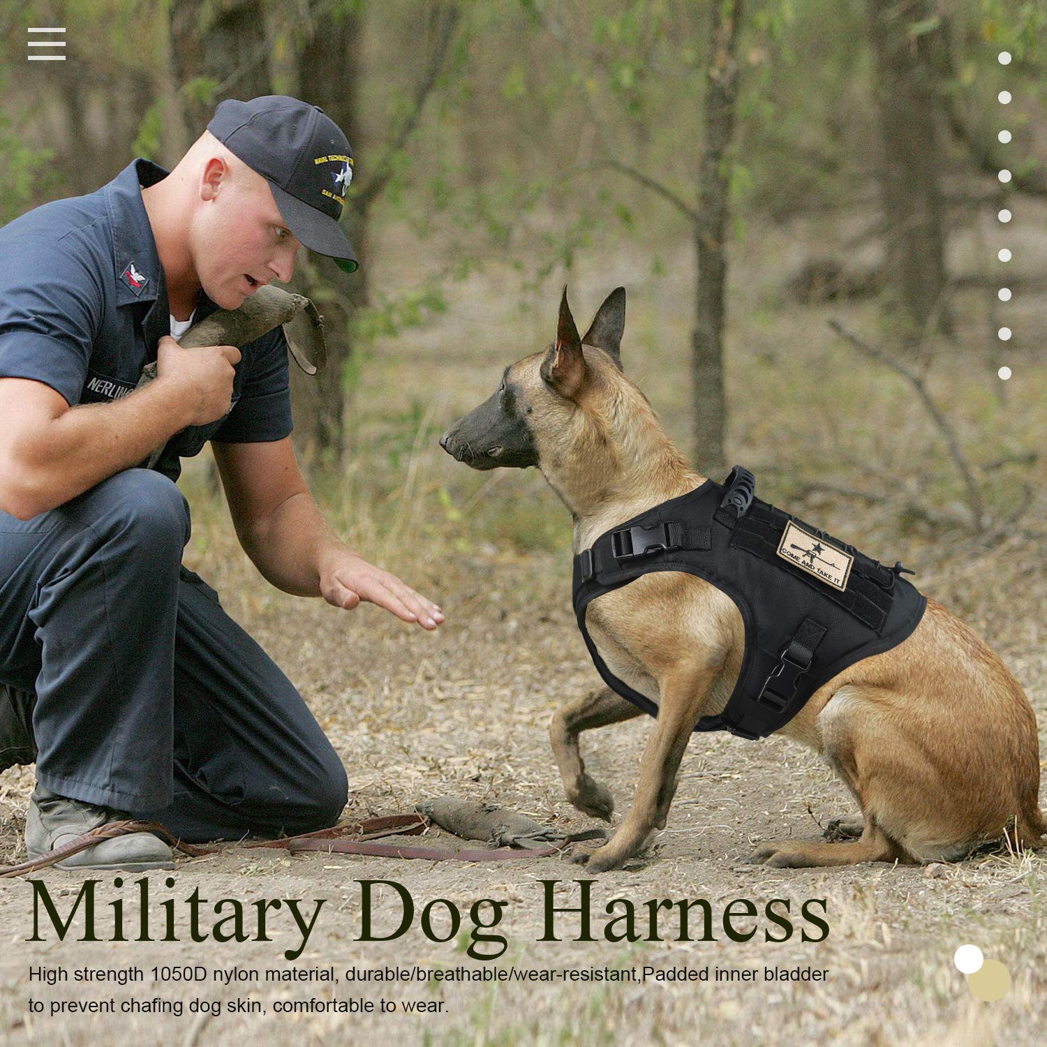 SALFSE Tactical Dog Vest Harness, Outdoor Training Service Dog Vest Adjustable Military Working Dog Vest with Molle System and R